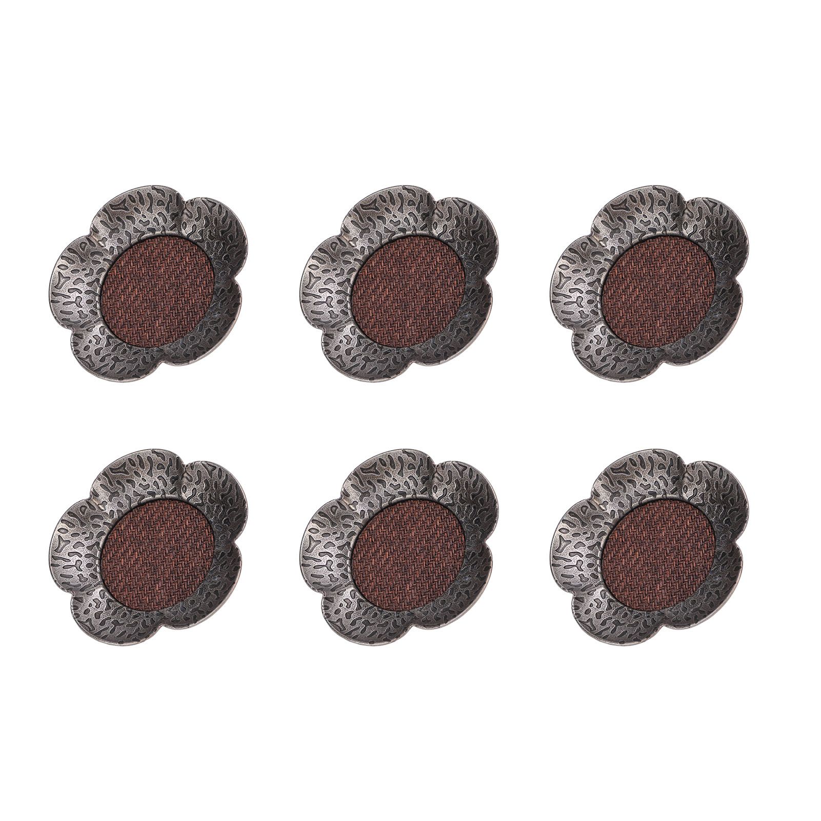 6pcs Coaster Heat Resistant Retro Hammered Zinc Alloy Cup Mat for Tea Cup view 10