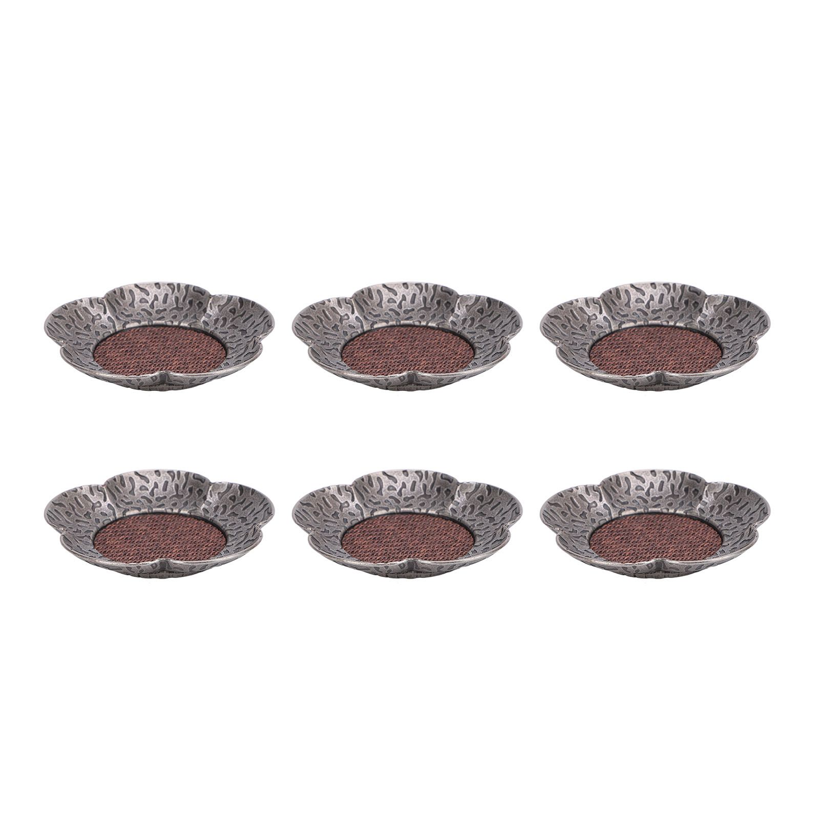 6pcs Coaster Heat Resistant Retro Hammered Zinc Alloy Cup Mat for Tea Cup view 11