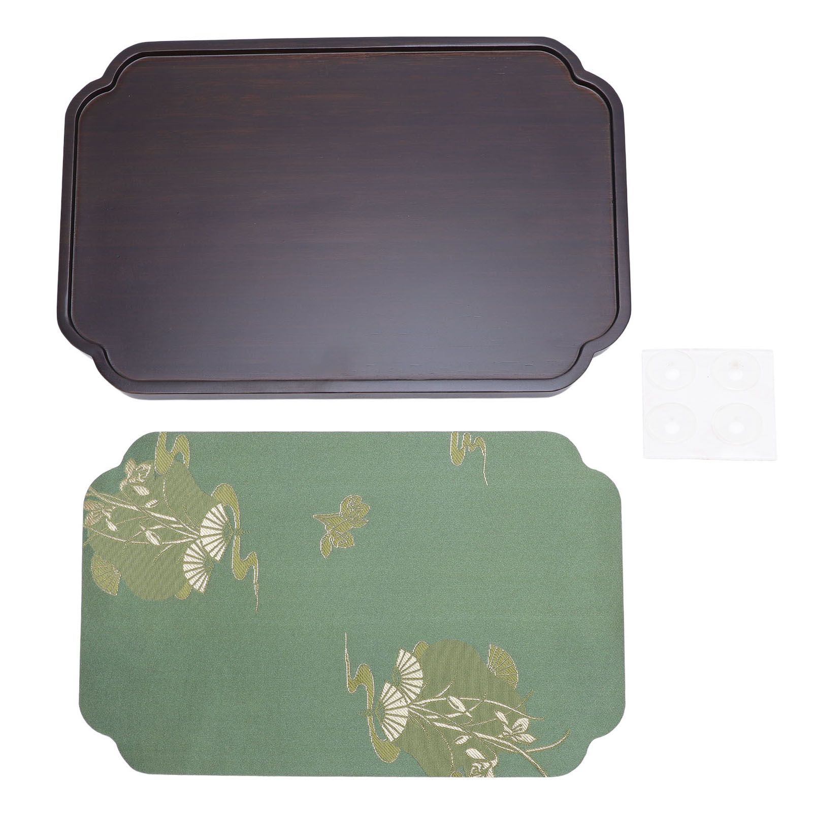 Tea Serving Tray Bambusoideae Chinese Tea Pot Tray Serving Platter with Satin view 3