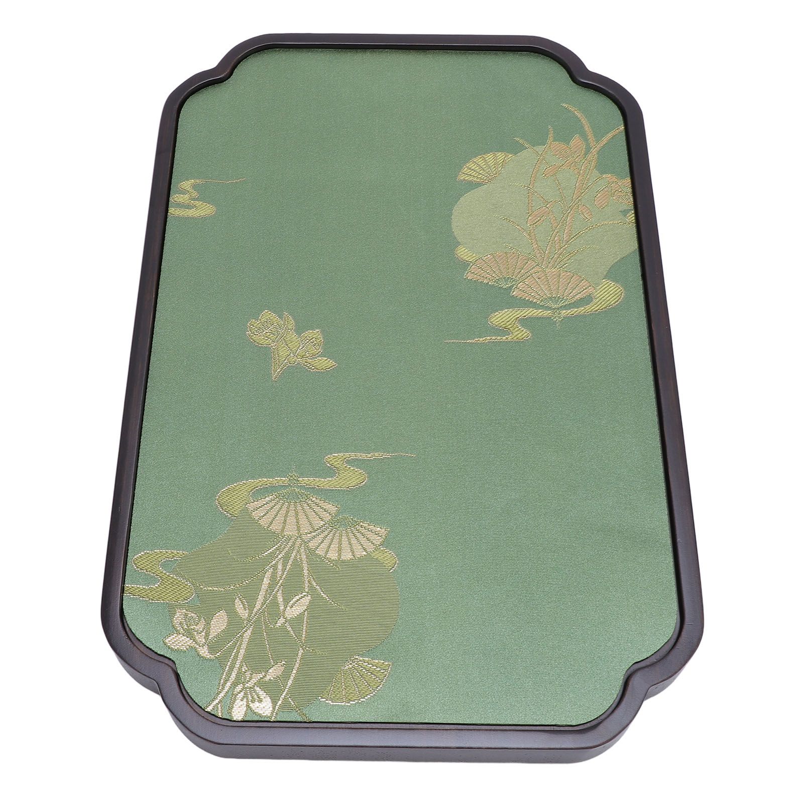 Tea Serving Tray Bambusoideae Chinese Tea Pot Tray Serving Platter with Satin view 12