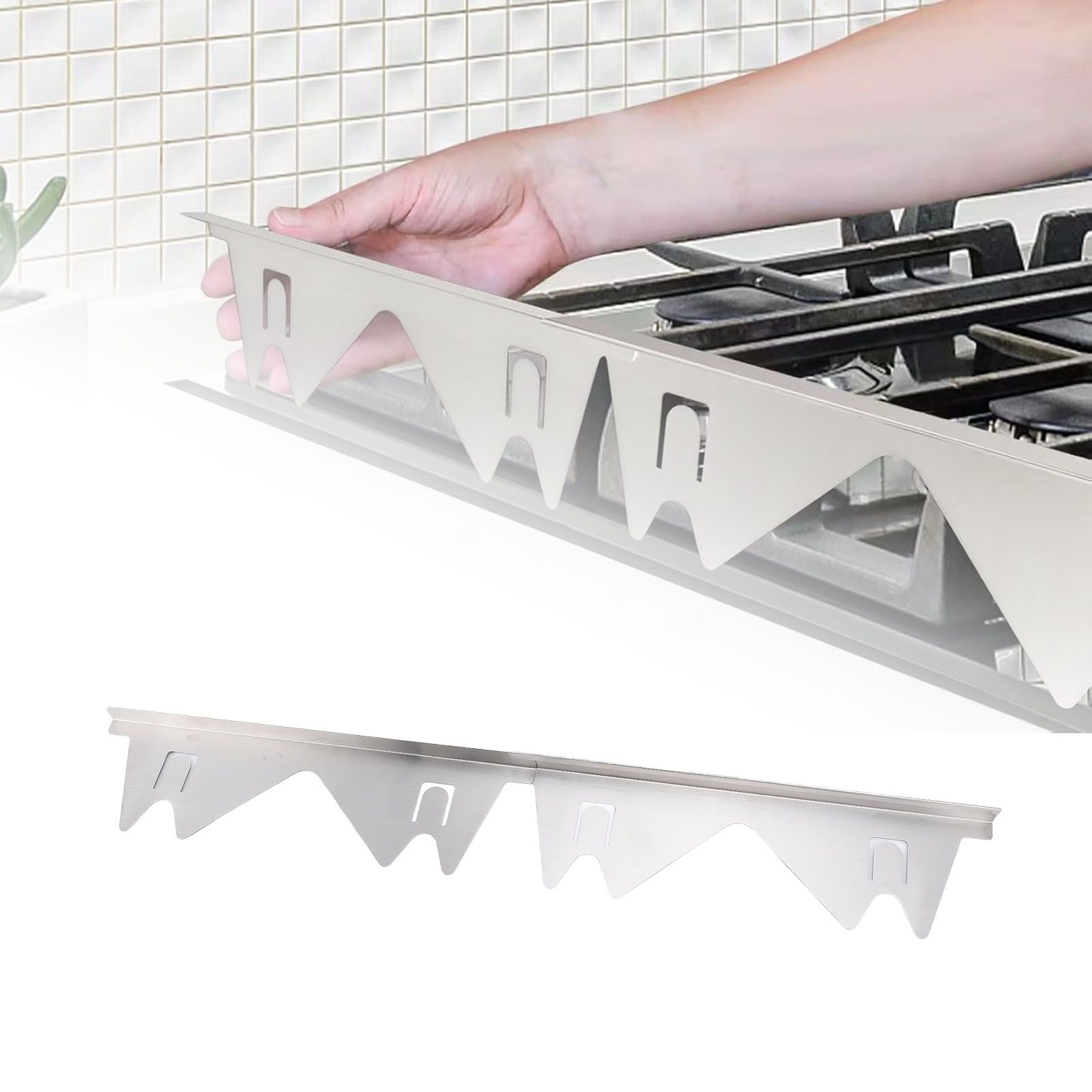 2 Pairs Stainless Steel Stove Gap Fillers 13.78-27.56in Adjustable Easy Clean view 11