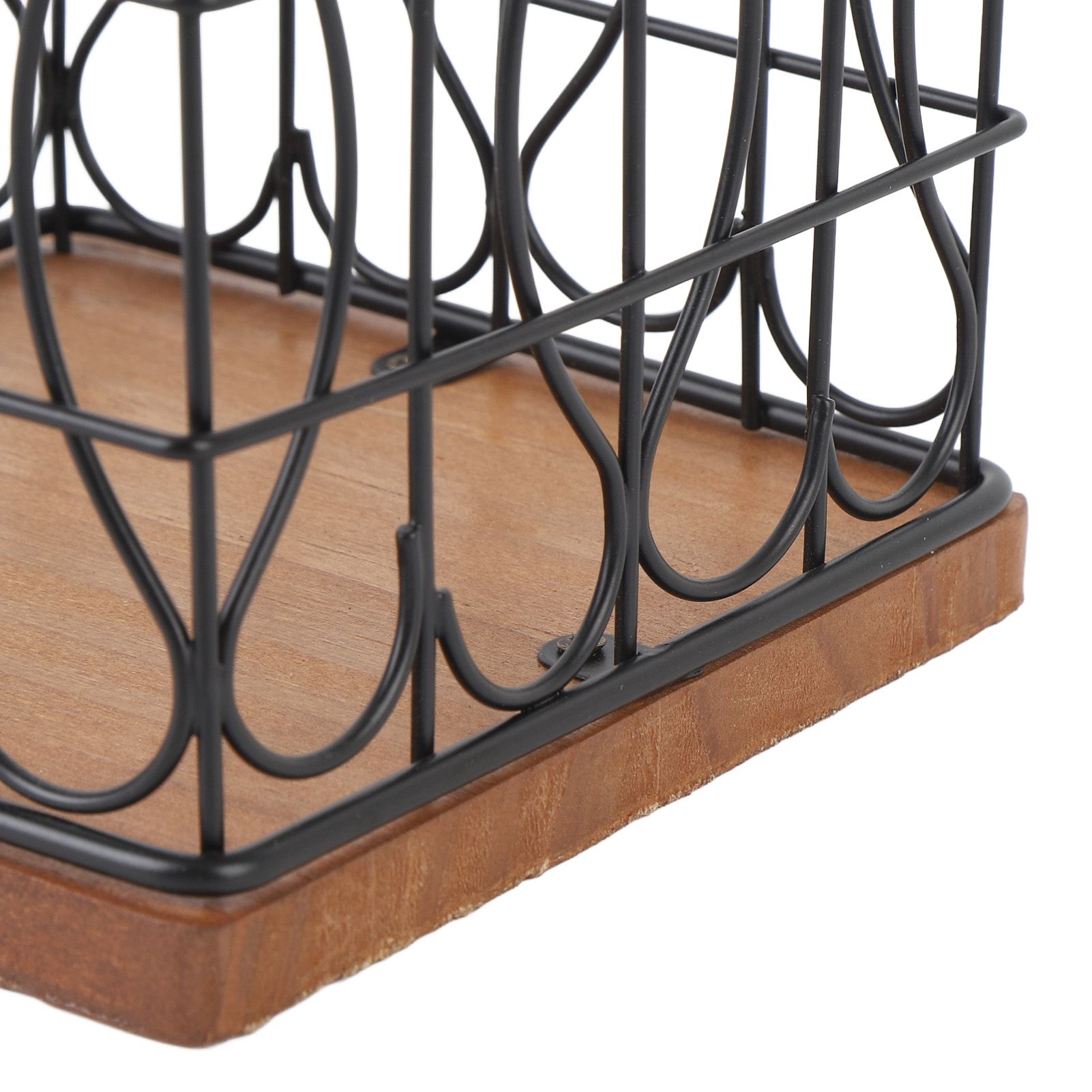 Coffee Pod Holder Organizer Large Capacity Metal Storage Basket with Wooden view 5