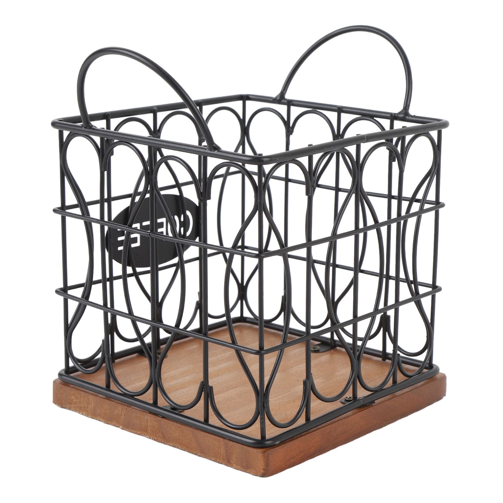 Coffee Pod Holder Organizer Large Capacity Metal Storage Basket with Wooden view 8