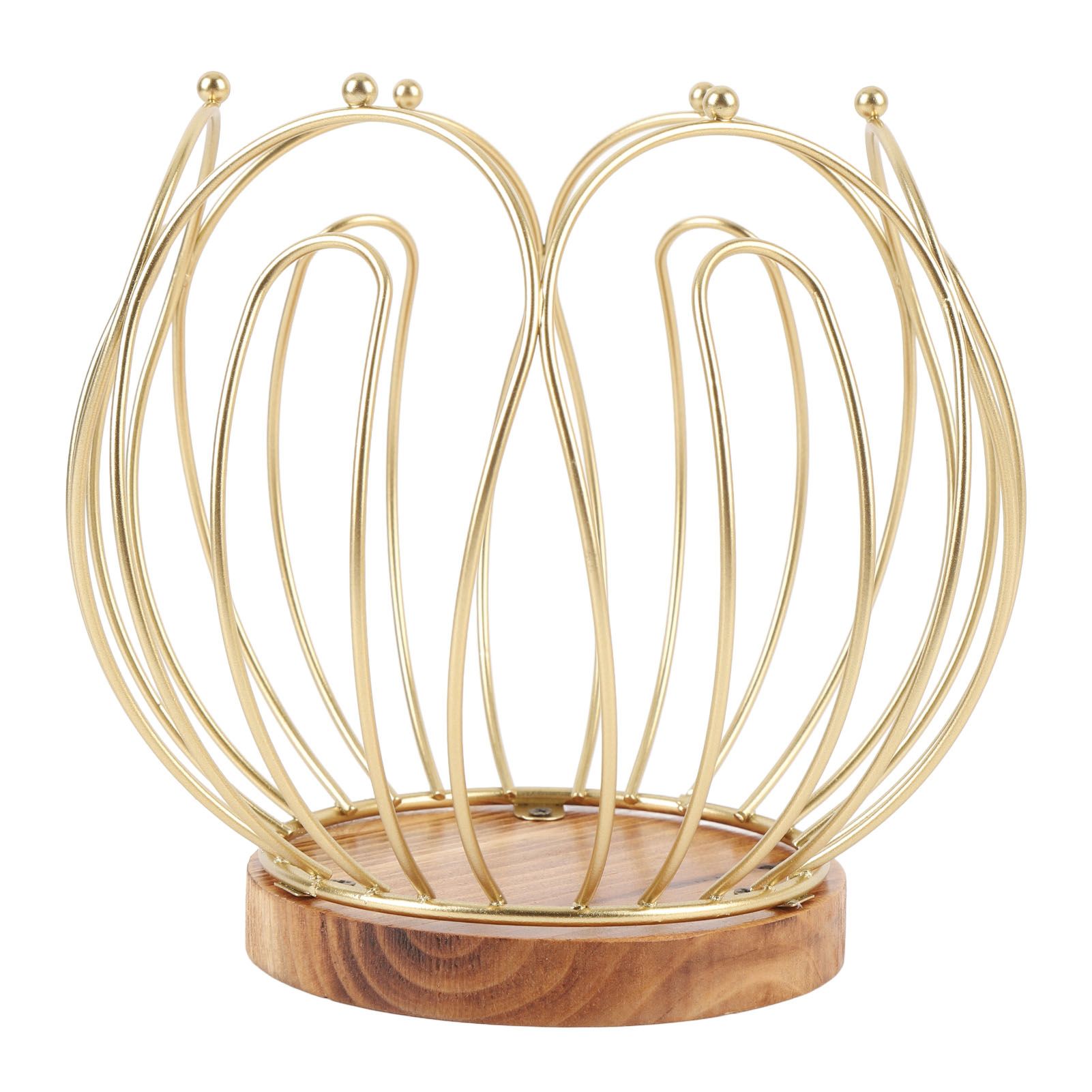 Coffee Pod Holder Basket with Wooden Base Wrought Iron Metal Wire Coffee