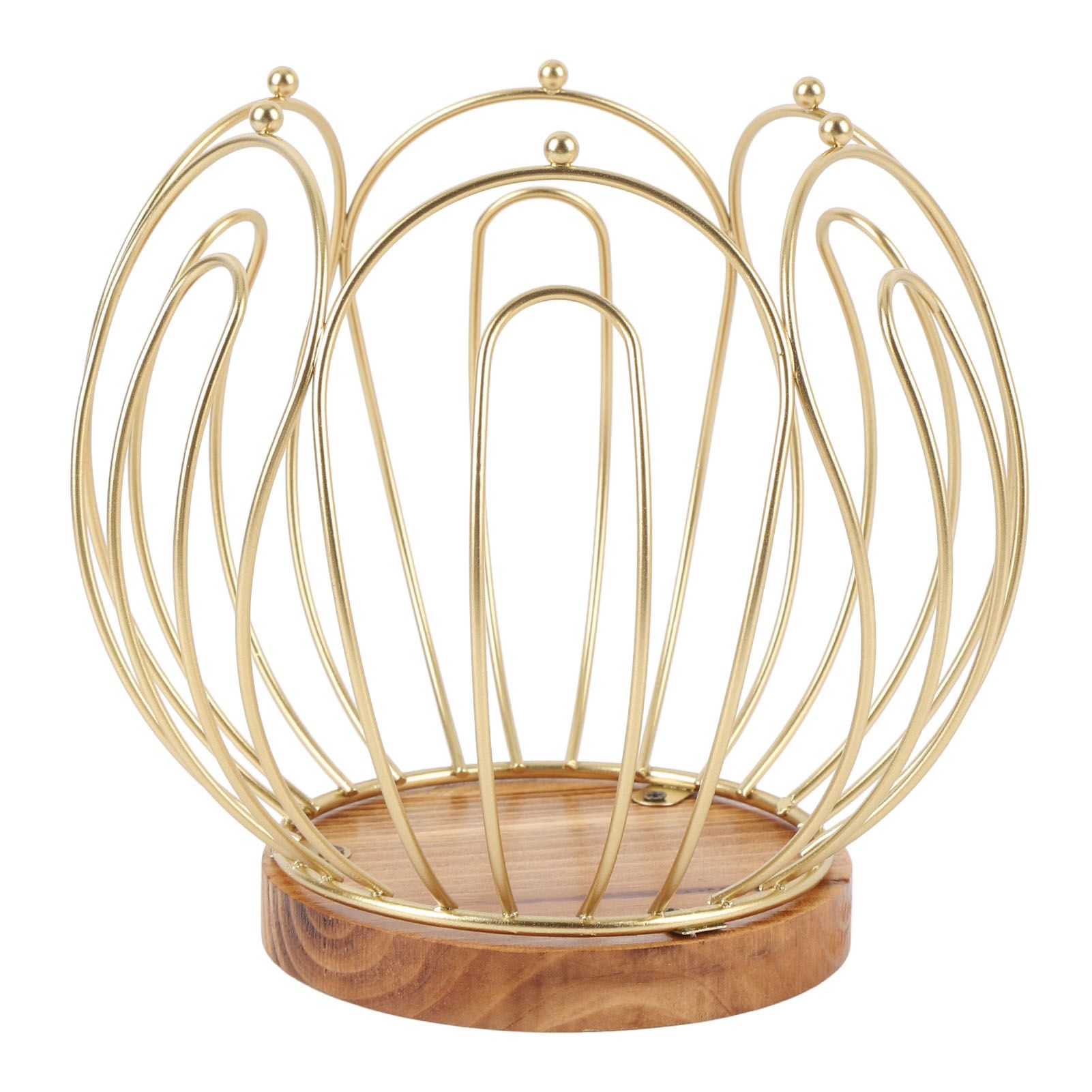Coffee Pod Holder Basket with Wooden Base Wrought Iron Metal Wire Coffee view 3