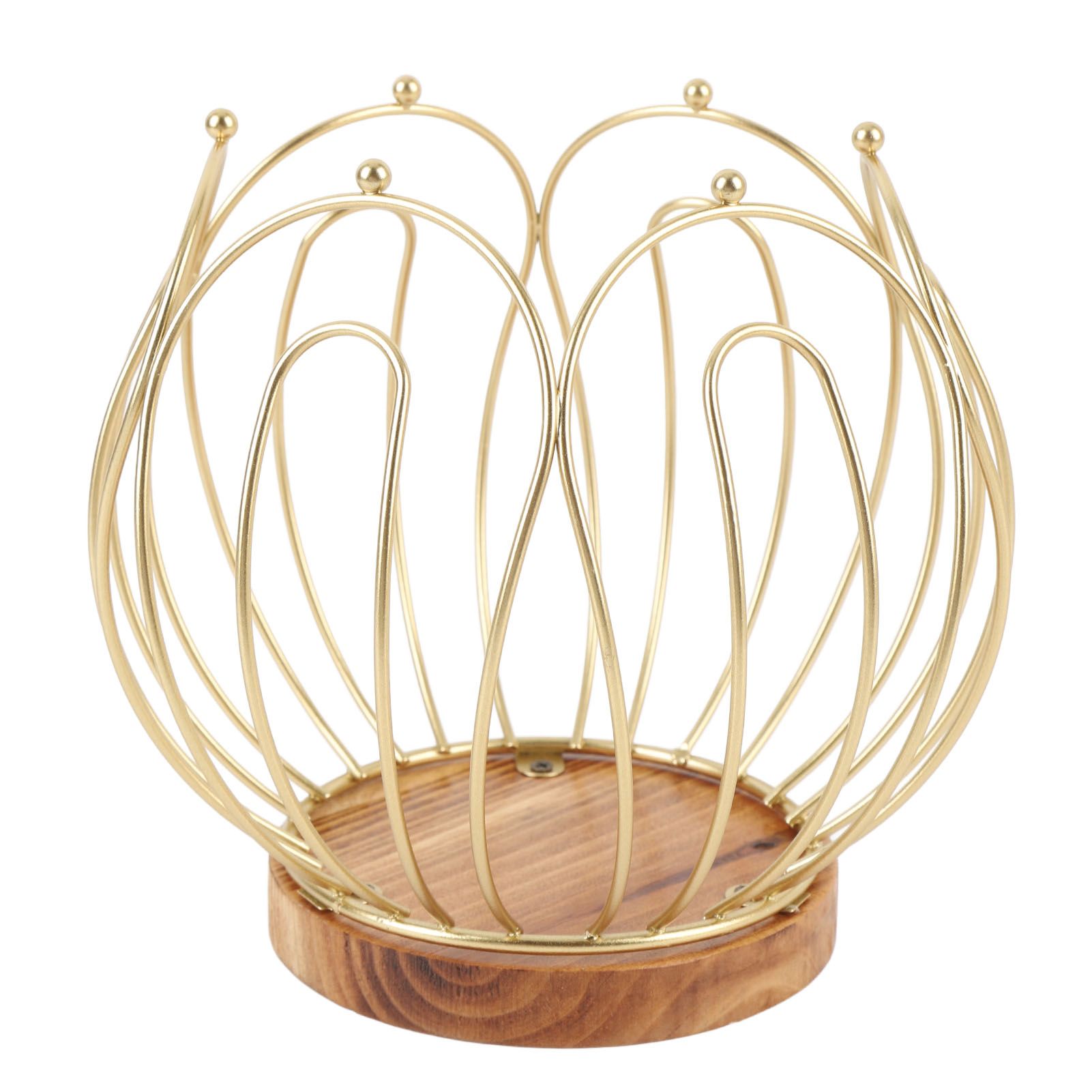 Coffee Pod Holder Basket with Wooden Base Wrought Iron Metal Wire Coffee view 4