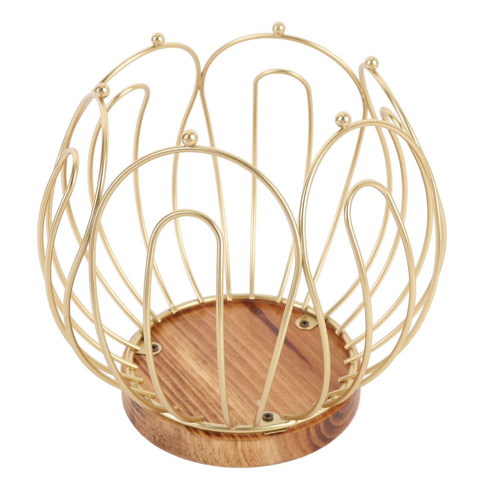 Coffee Pod Holder Basket with Wooden Base Wrought Iron Metal Wire Coffee view 6