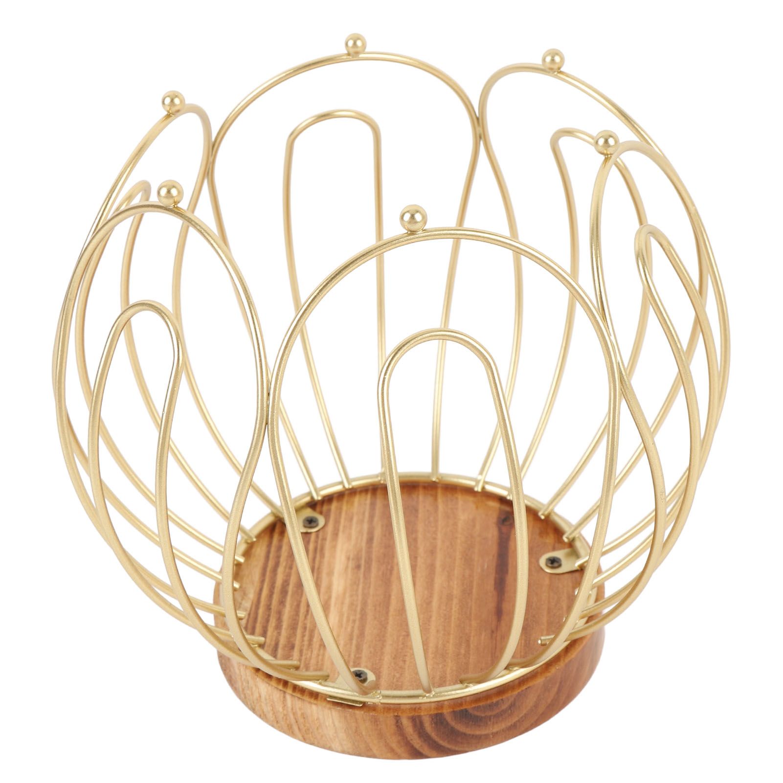 Coffee Pod Holder Basket with Wooden Base Wrought Iron Metal Wire Coffee view 8