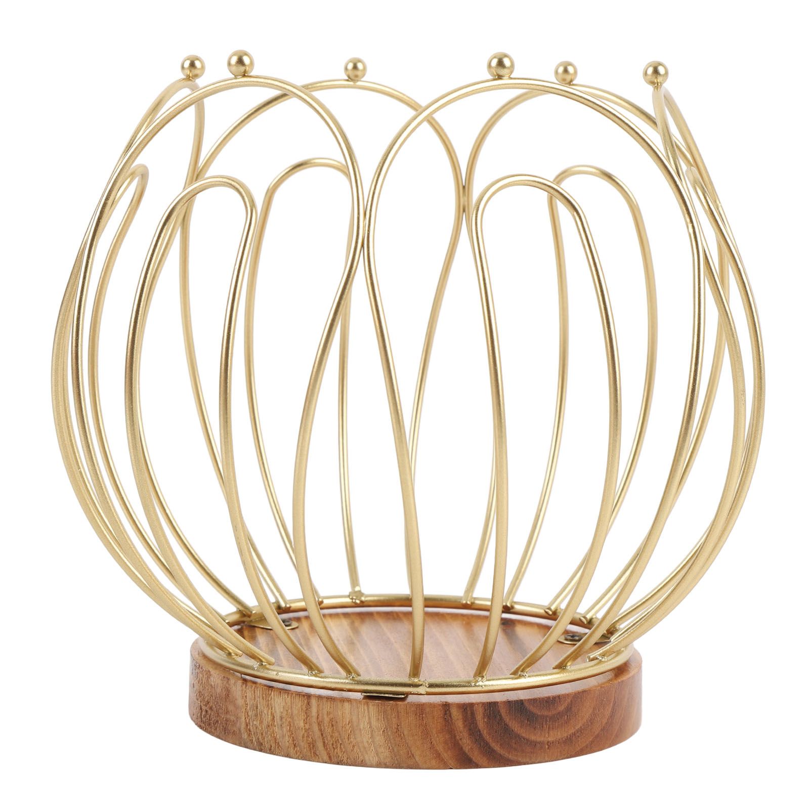 Coffee Pod Holder Basket with Wooden Base Wrought Iron Metal Wire Coffee view 9