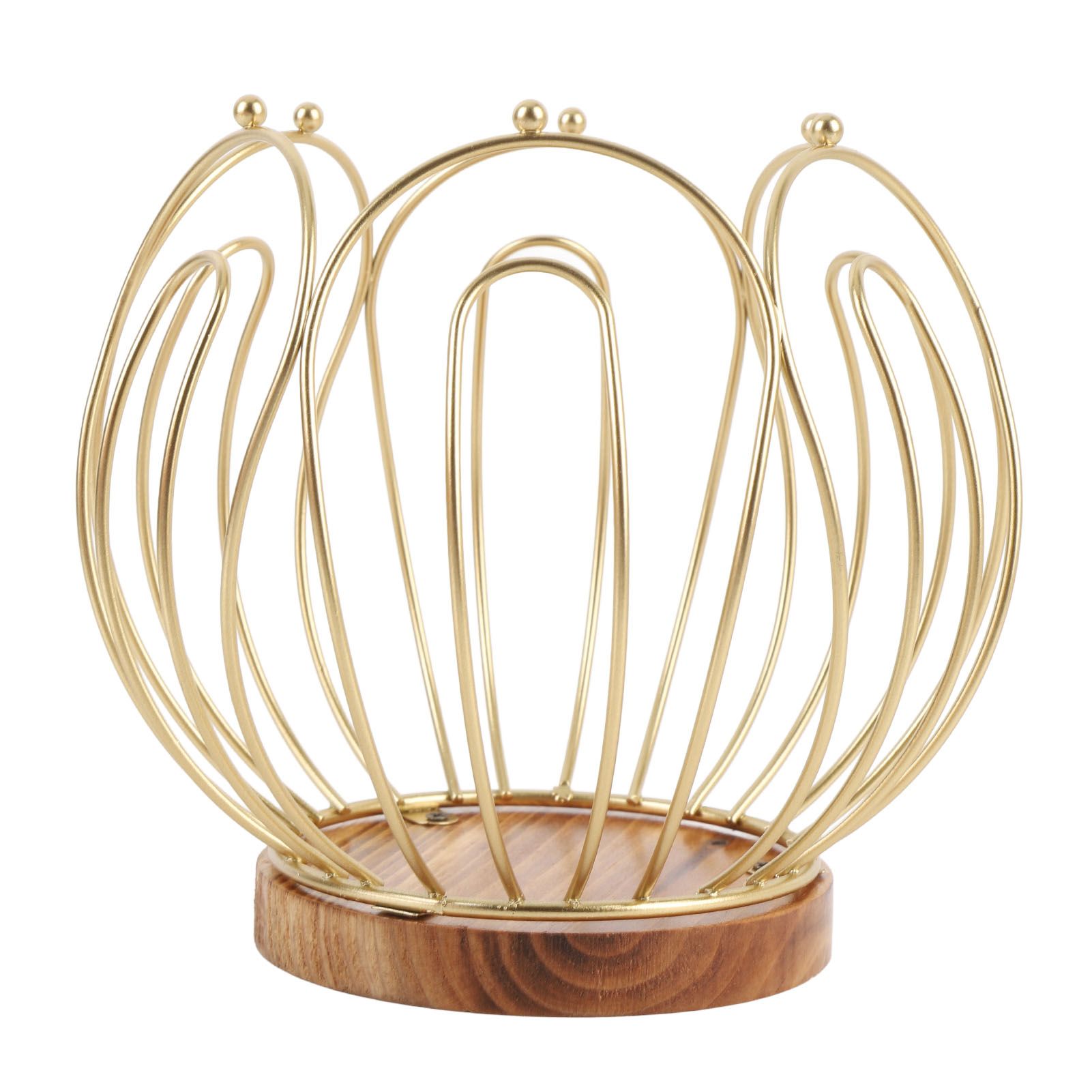 Coffee Pod Holder Basket with Wooden Base Wrought Iron Metal Wire Coffee view 10