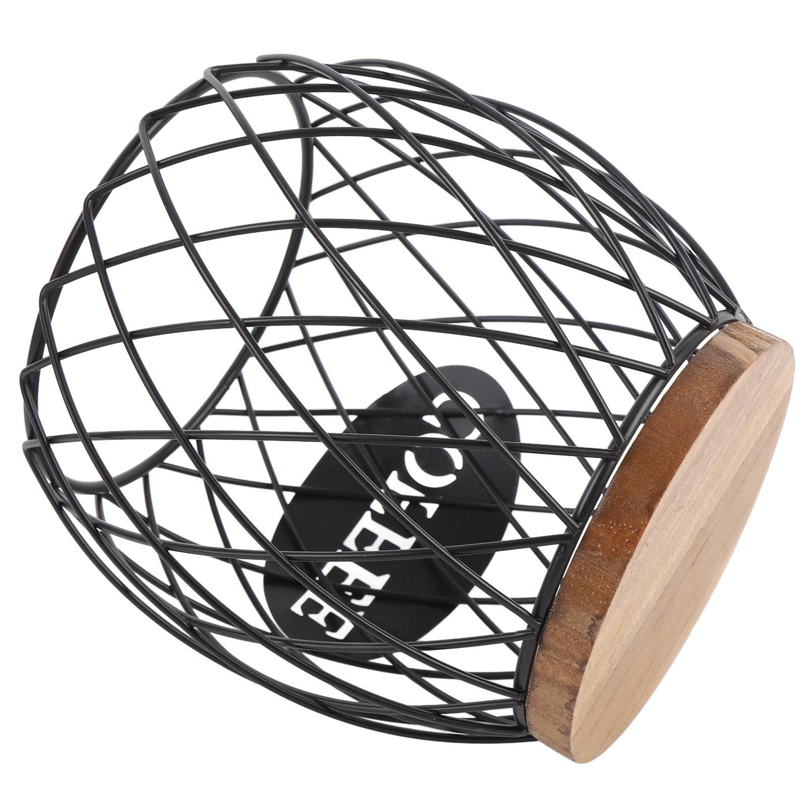 Coffee Pod Holder Iron Large Capacity Stylish Look Easy Access Wooden Base view 4