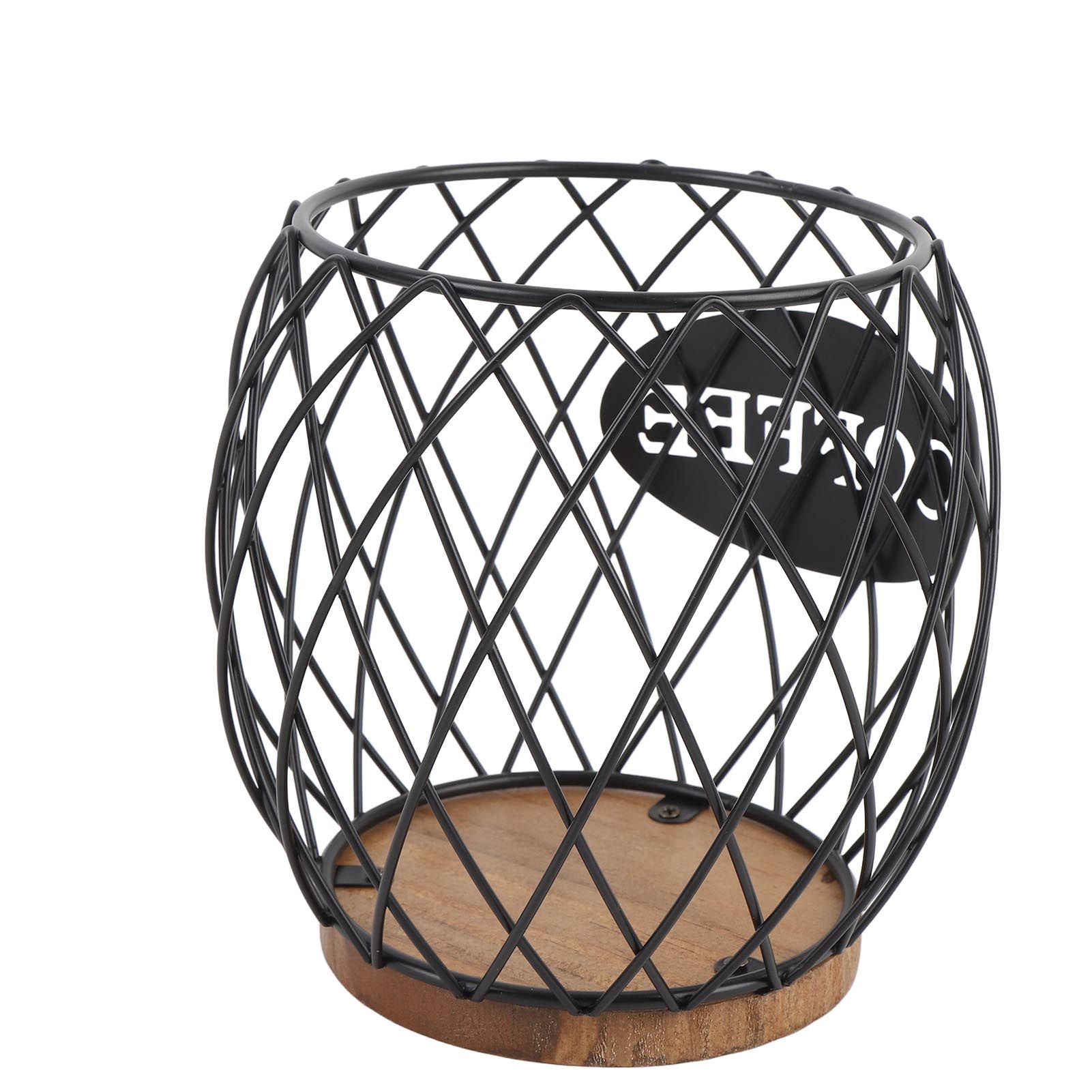 Coffee Pod Holder Iron Large Capacity Stylish Look Easy Access Wooden Base view 6