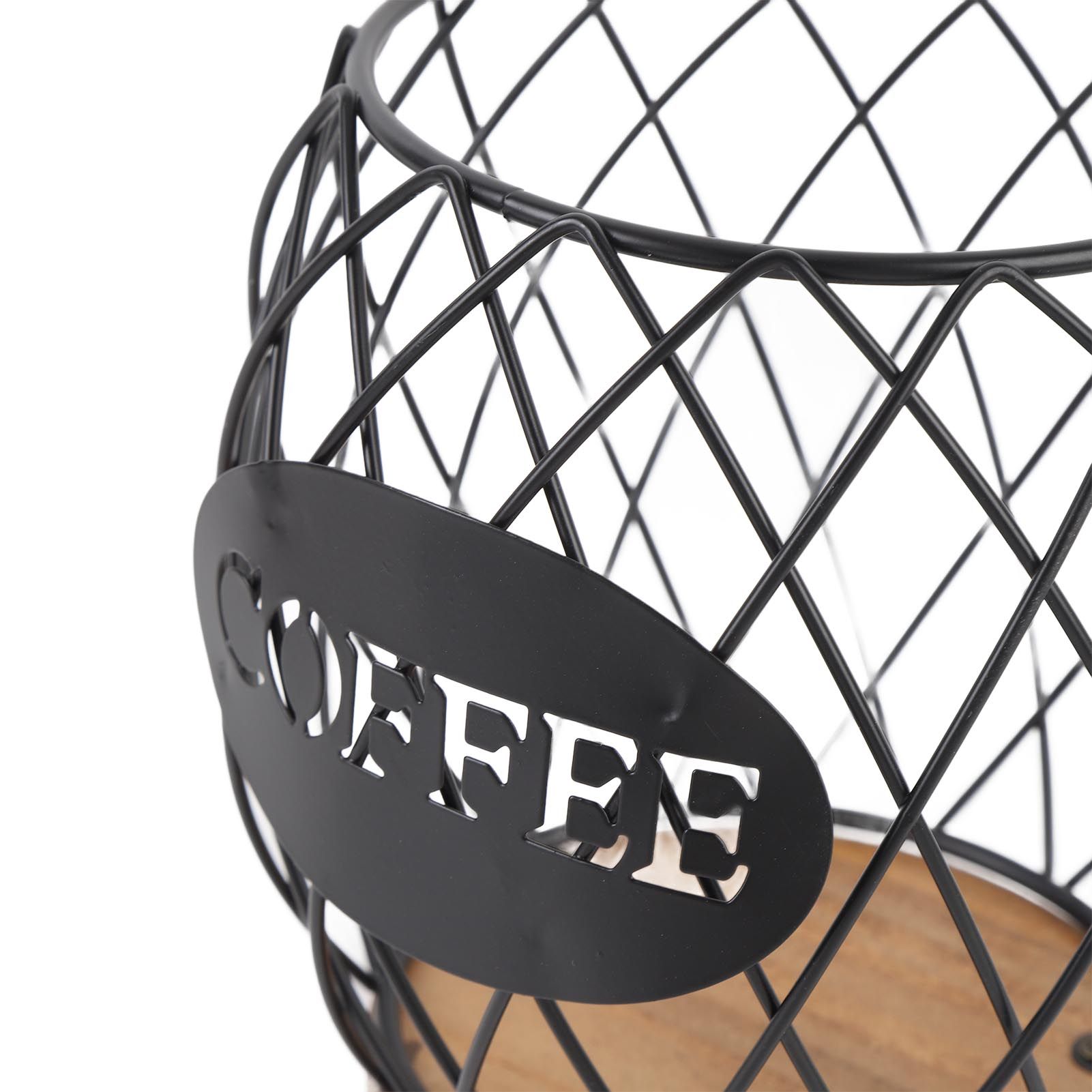 Coffee Pod Holder Iron Large Capacity Stylish Look Easy Access Wooden Base view 7