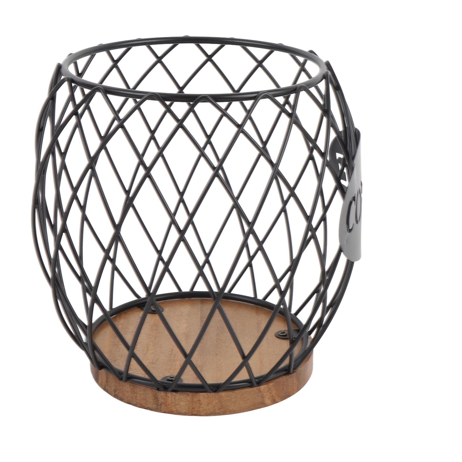 Coffee Pod Holder Iron Large Capacity Stylish Look Easy Access Wooden Base view 8