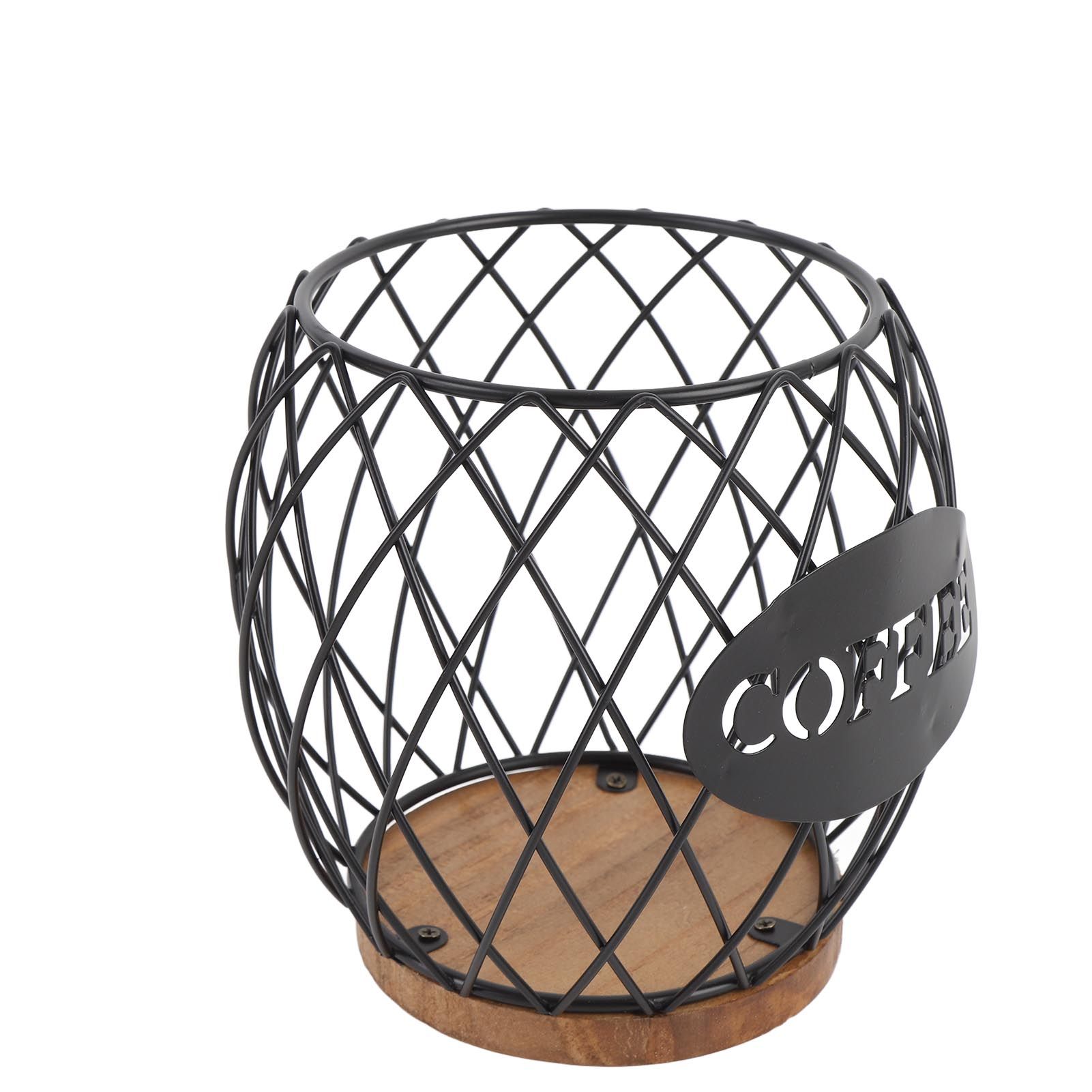Coffee Pod Holder Iron Large Capacity Stylish Look Easy Access Wooden Base view 9