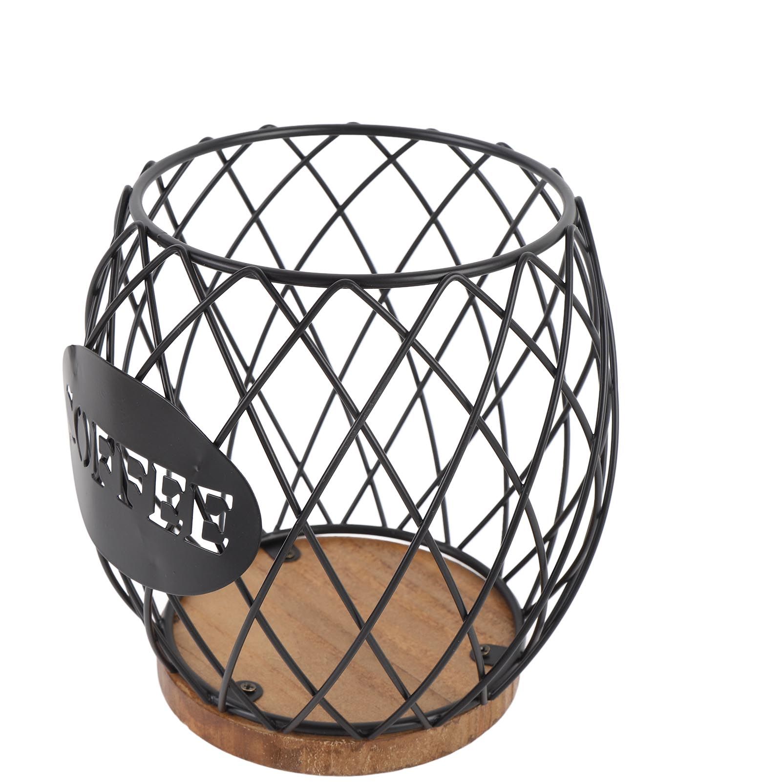 Coffee Pod Holder Iron Large Capacity Stylish Look Easy Access Wooden Base view 10