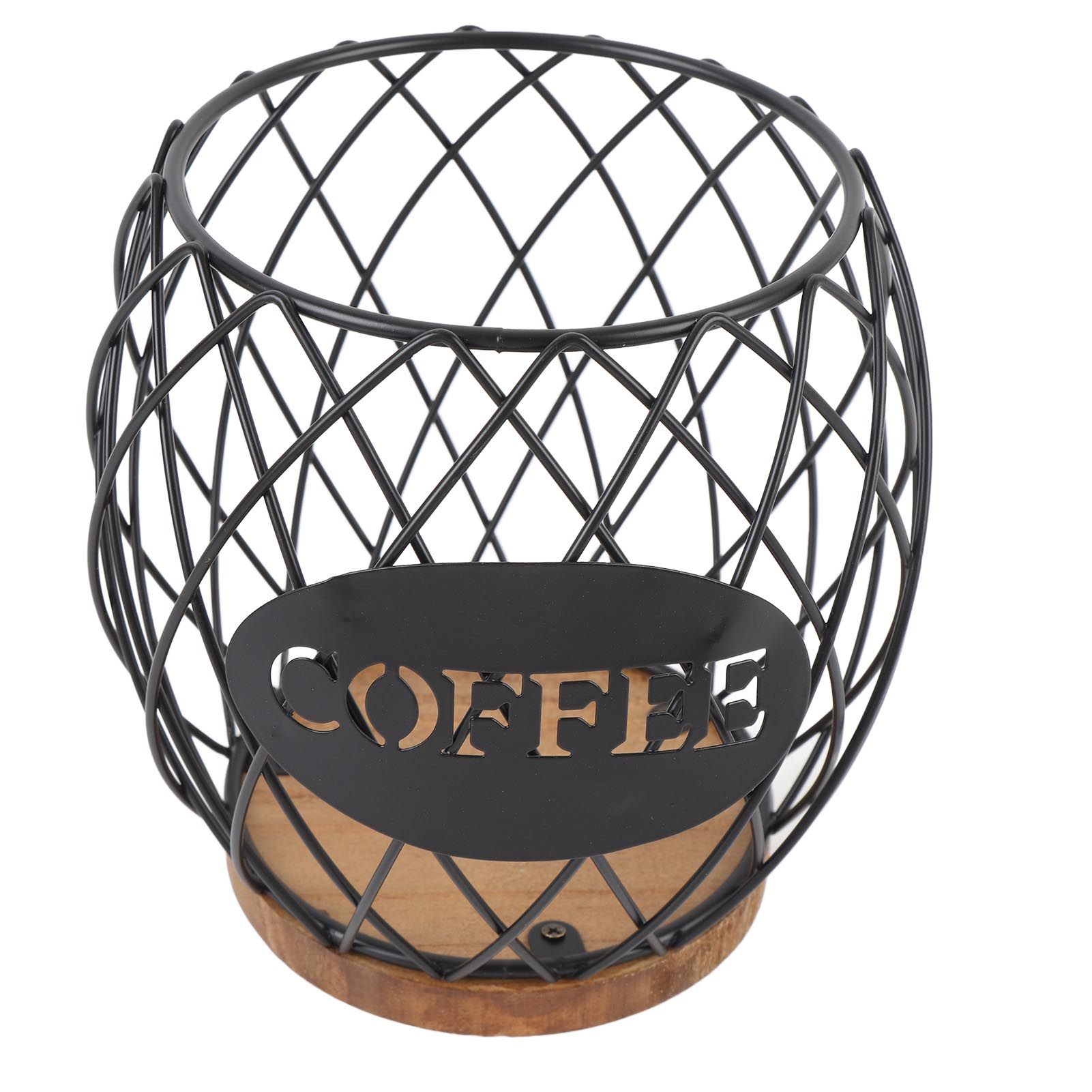 Coffee Pod Holder Iron Large Capacity Stylish Look Easy Access Wooden Base view 11