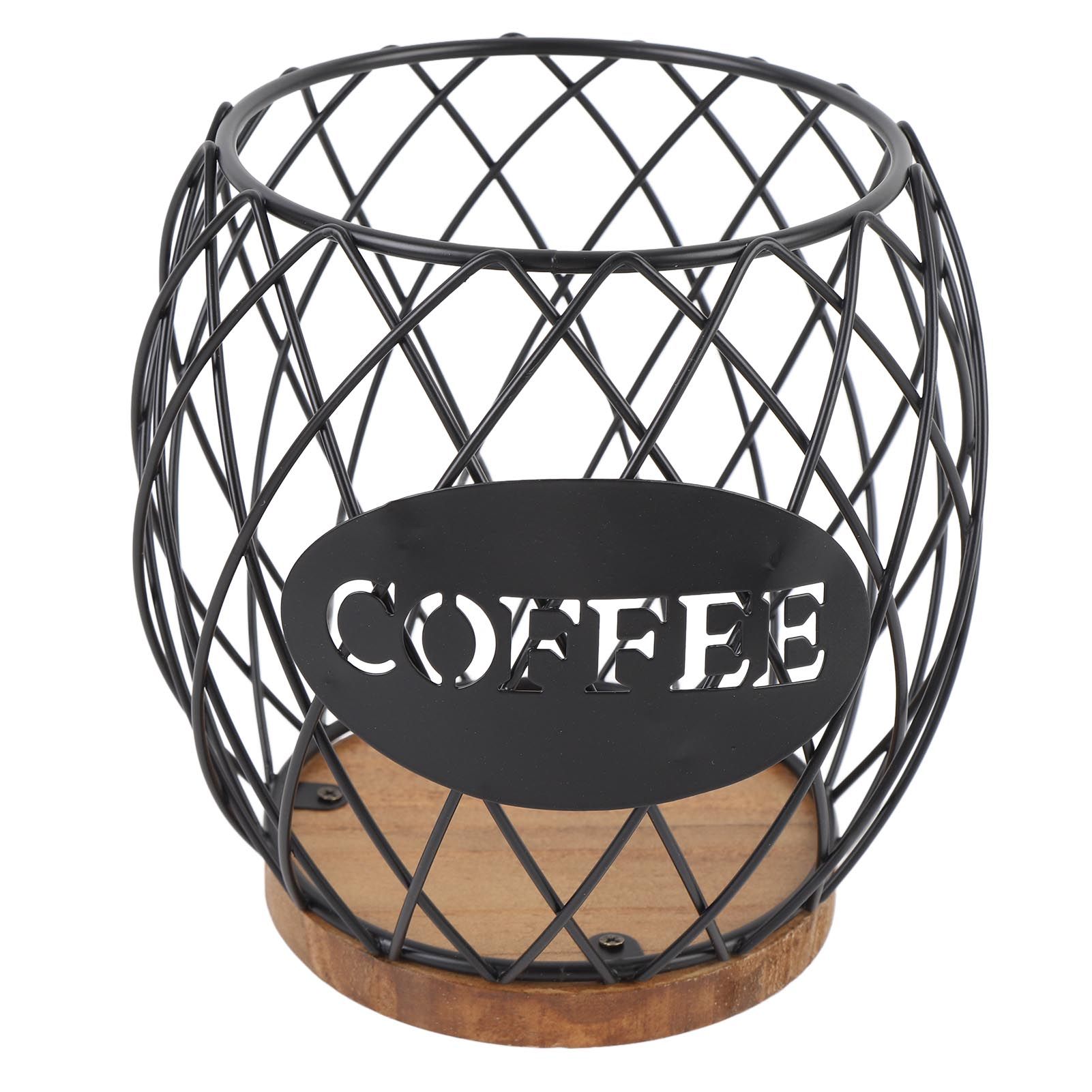 Coffee Pod Holder Iron Large Capacity Stylish Look Easy Access Wooden Base view 12