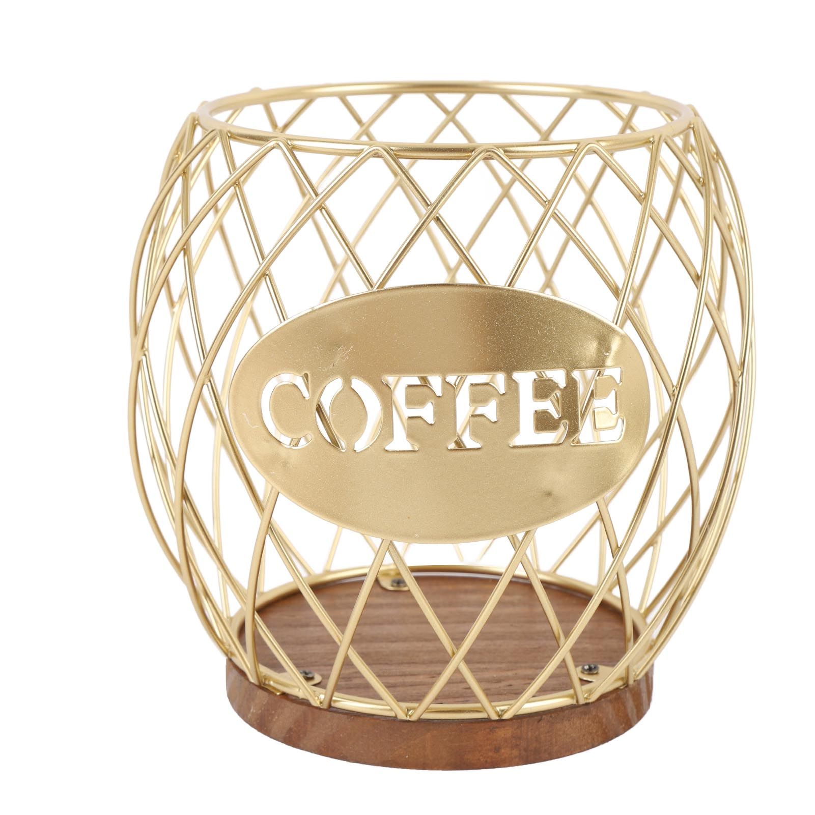 Coffee Pod Holder Iron Large Capacity Stylish Look Easy Access Wooden Base view 3