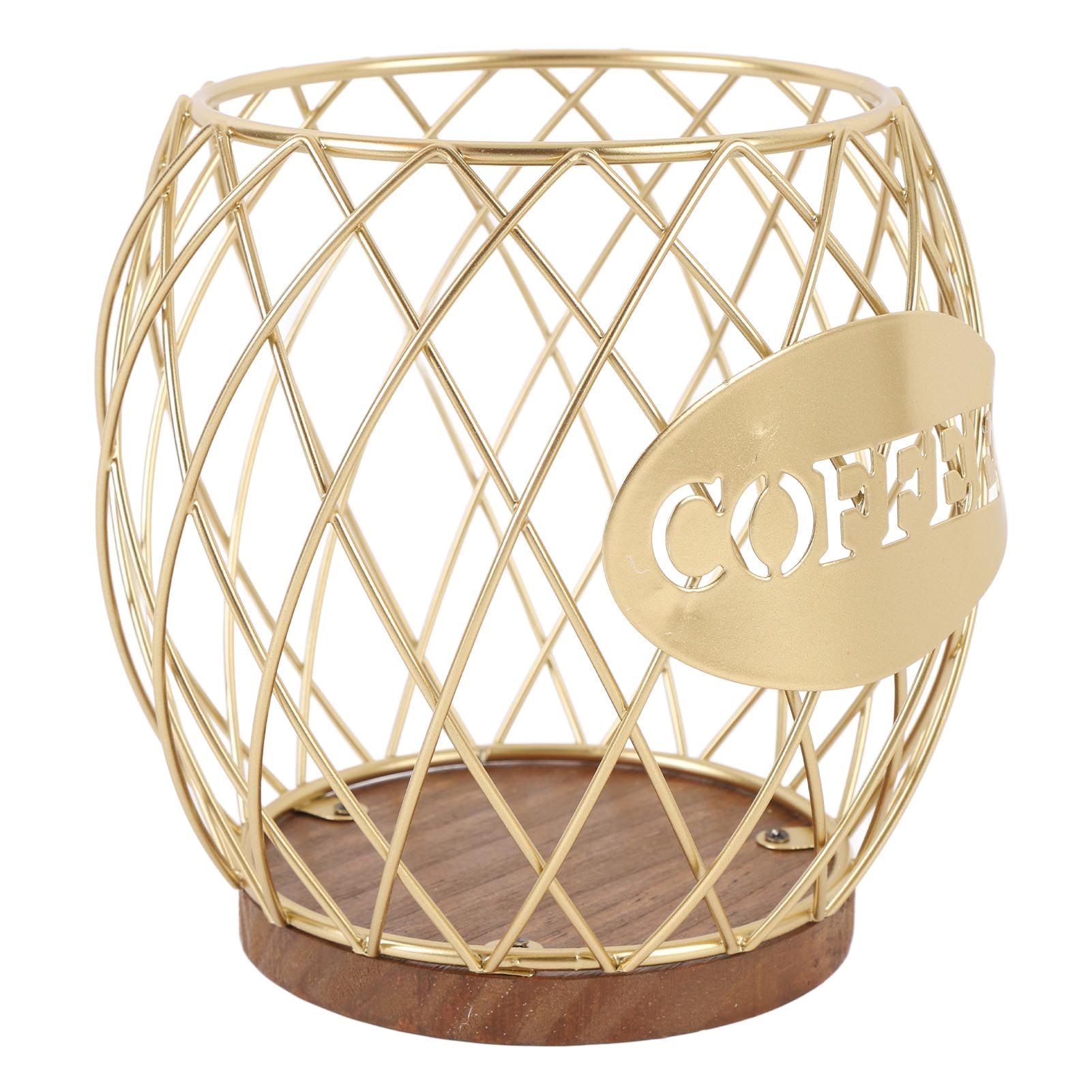 Coffee Pod Holder Iron Large Capacity Stylish Look Easy Access Wooden Base view 4