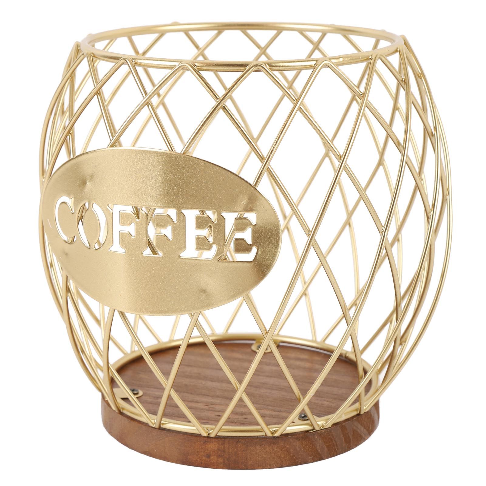 Coffee Pod Holder Iron Large Capacity Stylish Look Easy Access Wooden Base view 6