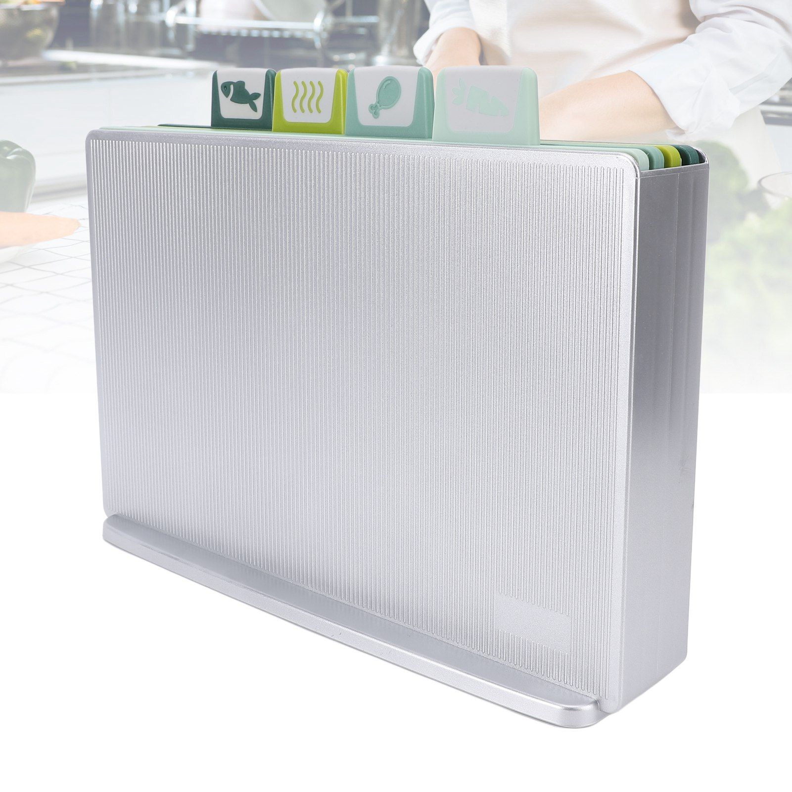 4PCS Cutting Boards with Storage Rack Versatile Classification Kitchen view 12