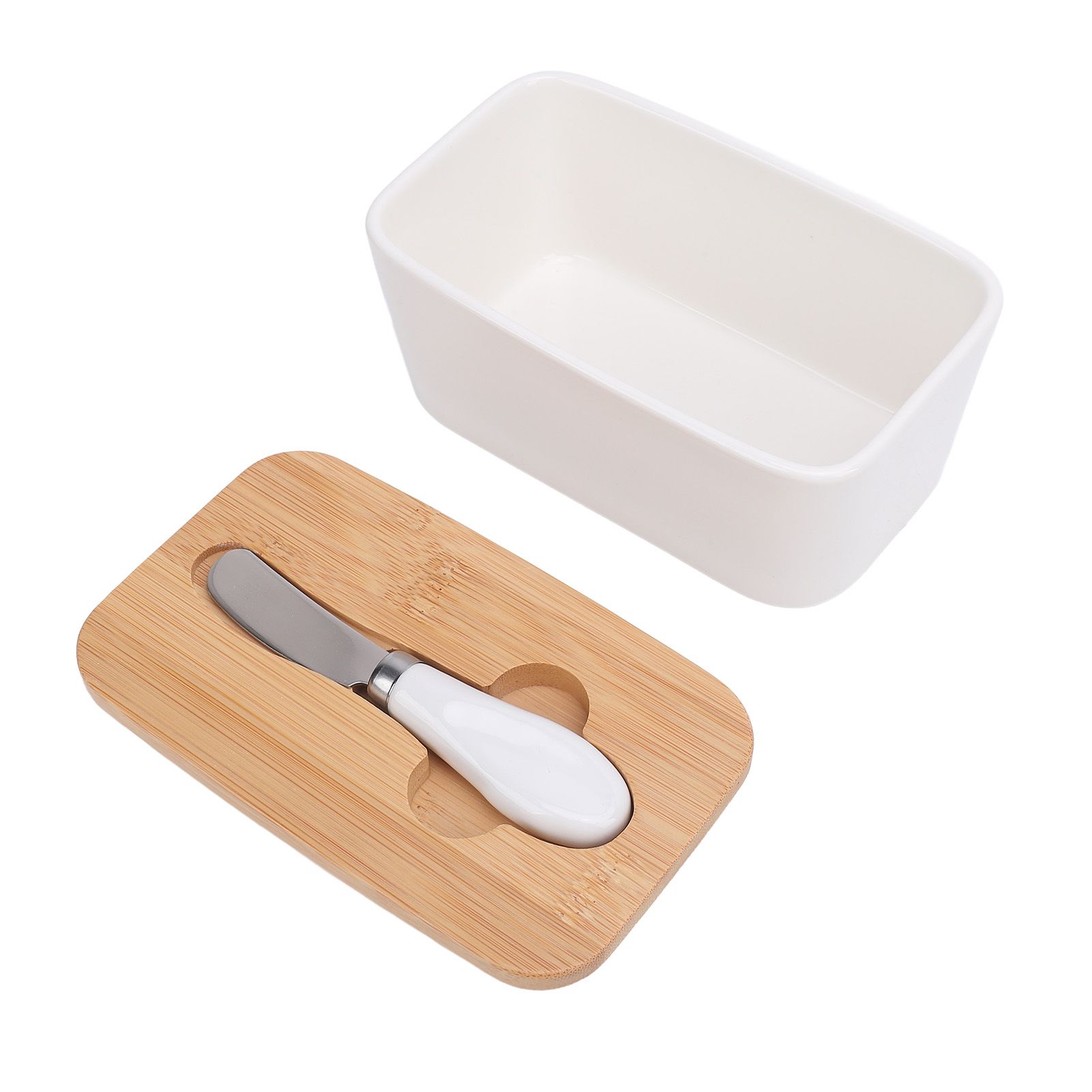 500ml Ceramic Butter Dish with Lid Sealed Freshness Keeping Easy Cleanup view 8