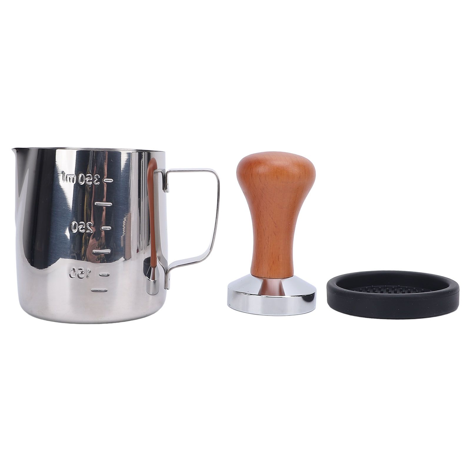 Frothing Pitcher Coffee Tamper Tamper Mat Set 304 Stainless Steel Ergonomic view 3