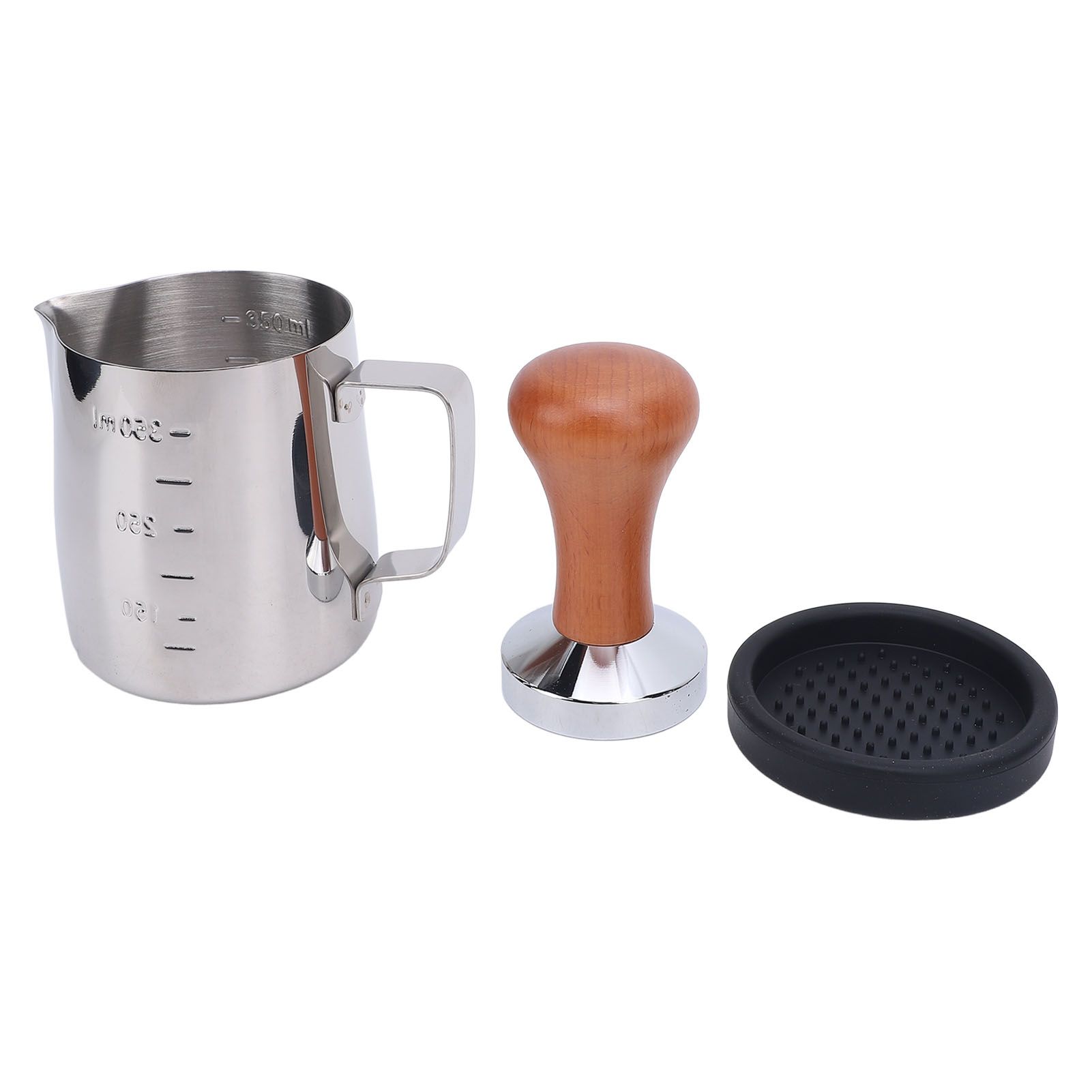 Frothing Pitcher Coffee Tamper Tamper Mat Set 304 Stainless Steel Ergonomic view 6