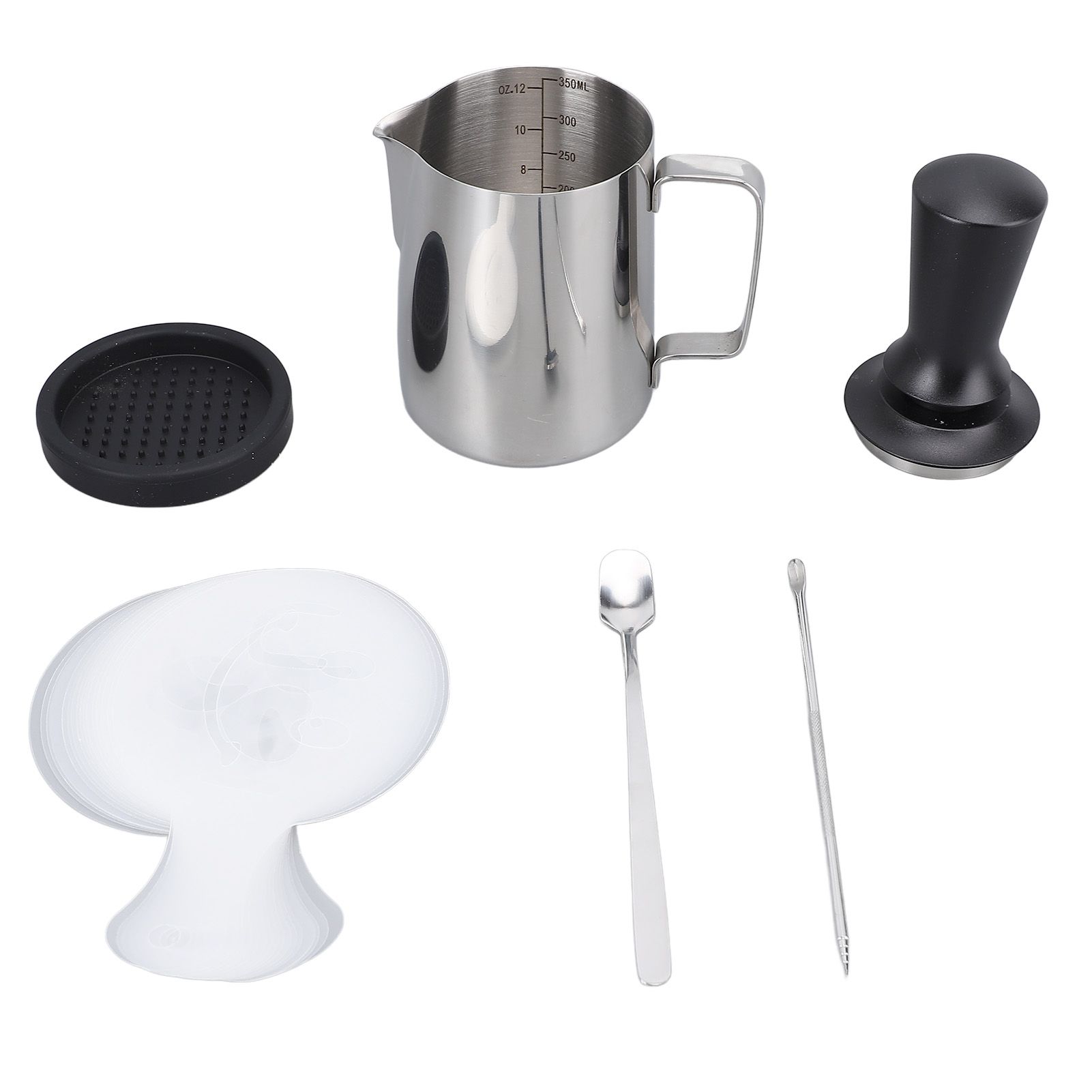 Latte Art Tools Set Milk Frother Cup with Latte Art Pen Coffee Tamper Tamping view 3