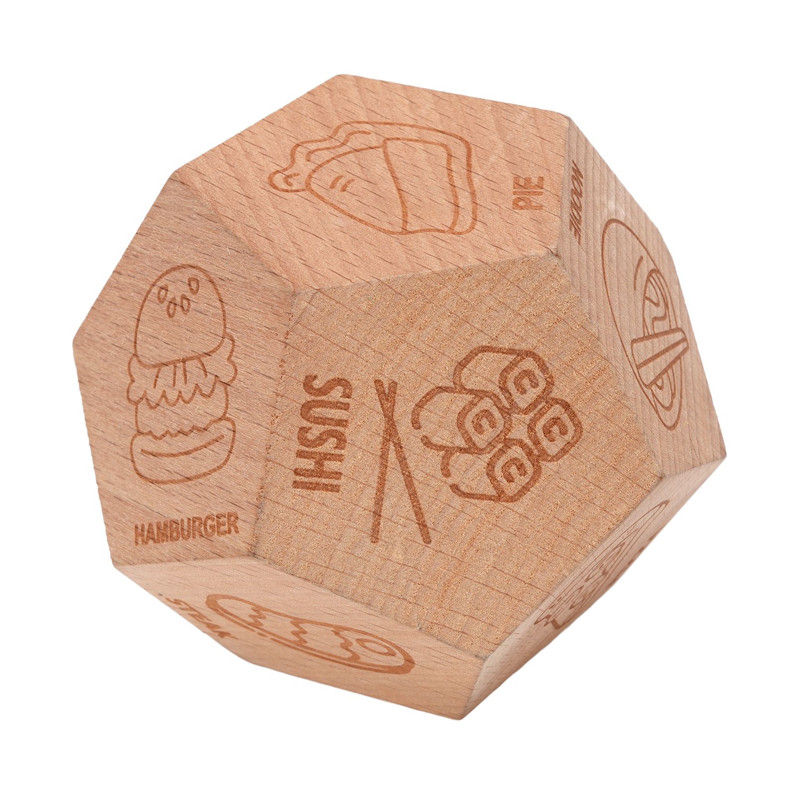 Food Decision Dice 12 Sided Wooden Portable Dinner Choosing Dice for Family — image 1