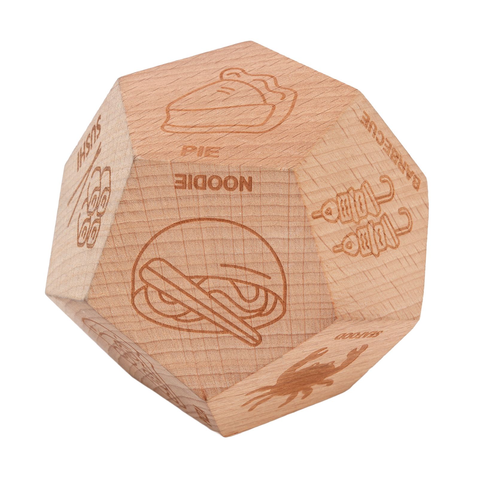 Food Decision Dice 12 Sided Wooden Portable Dinner Choosing Dice for Family view 4