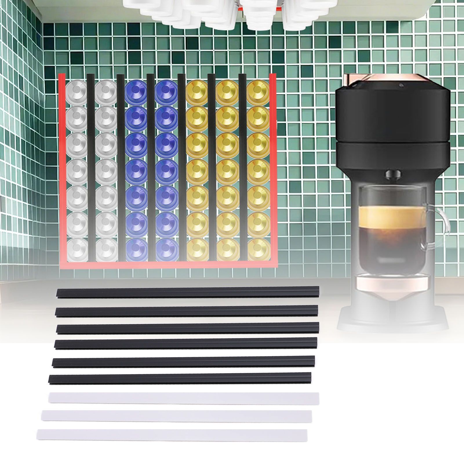 Adhesive Wall Mount Coffee Pods Storage Holder Can Store Up to 49 Coffee view 12