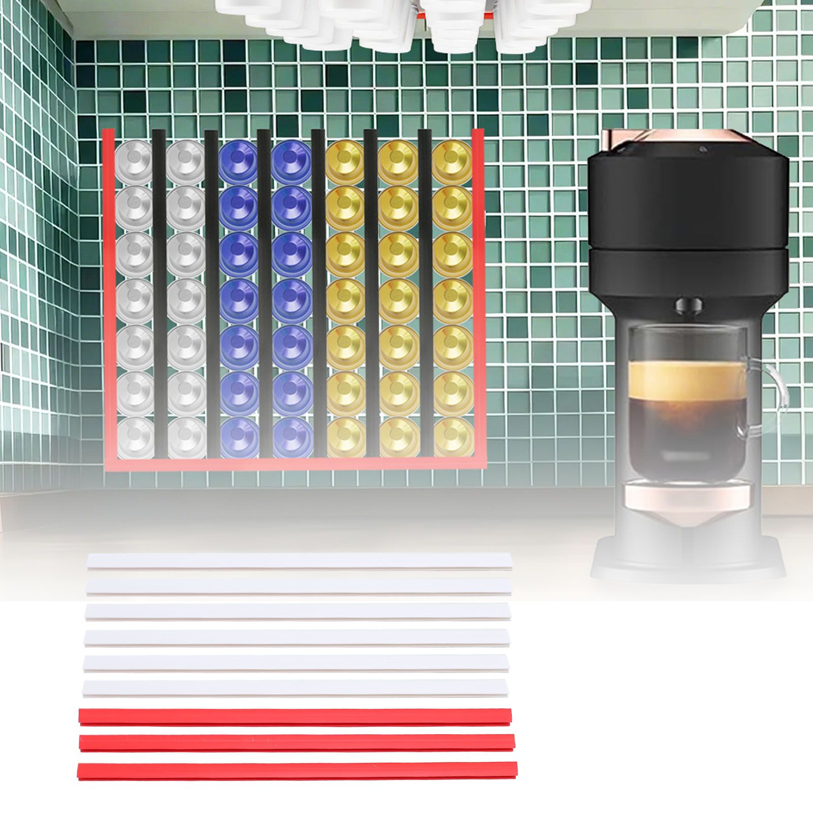Adhesive Wall Mount Coffee Pods Storage Holder Can Store Up to 49 Coffee view 12