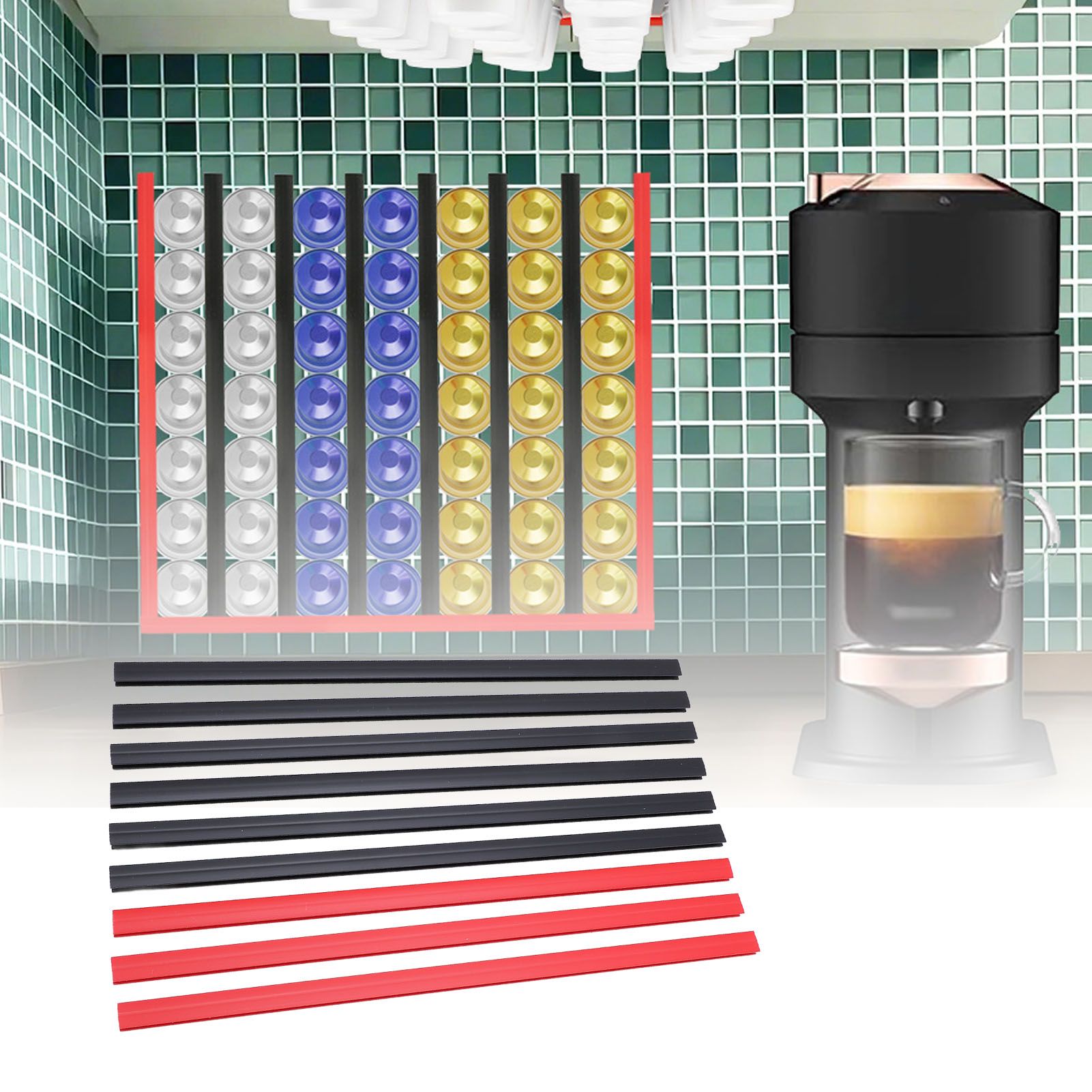Adhesive Wall Mount Coffee Pods Storage Holder Can Store Up to 49 Coffee view 11