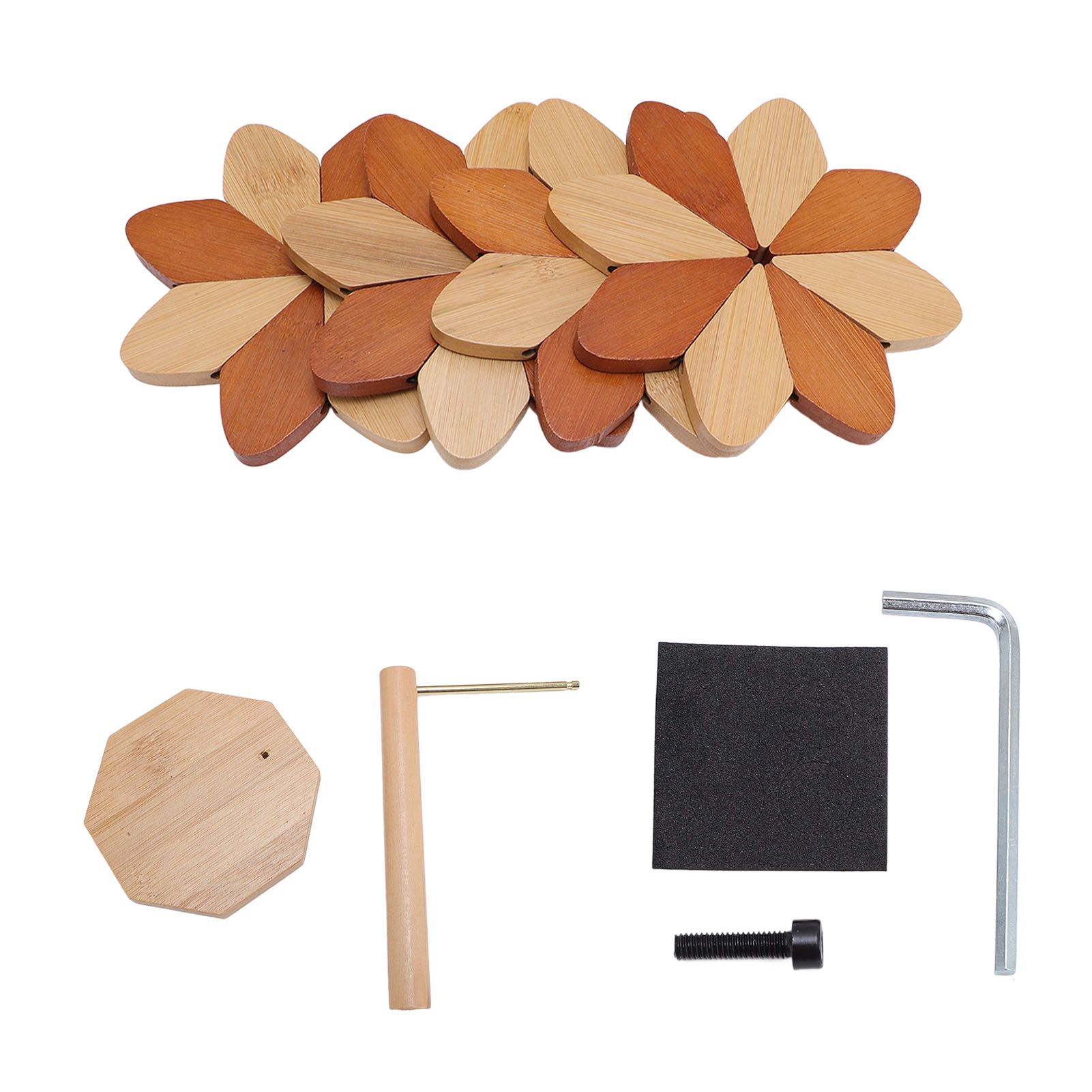 4pcs Wooden Trivets for Hot Dishes Pinwheels Shape Trivet Set with Stand view 3