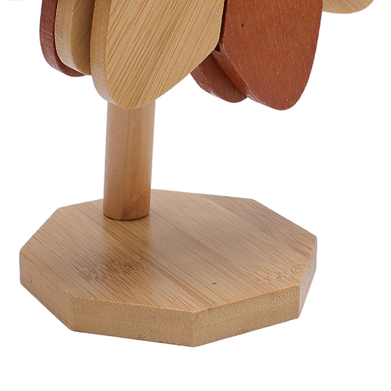 4pcs Wooden Trivets for Hot Dishes Pinwheels Shape Trivet Set with Stand view 5