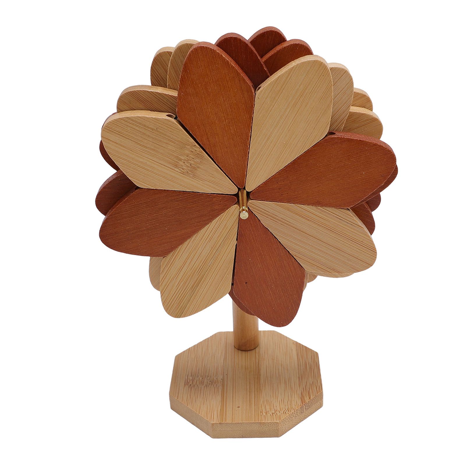 4pcs Wooden Trivets for Hot Dishes Pinwheels Shape Trivet Set with Stand view 6