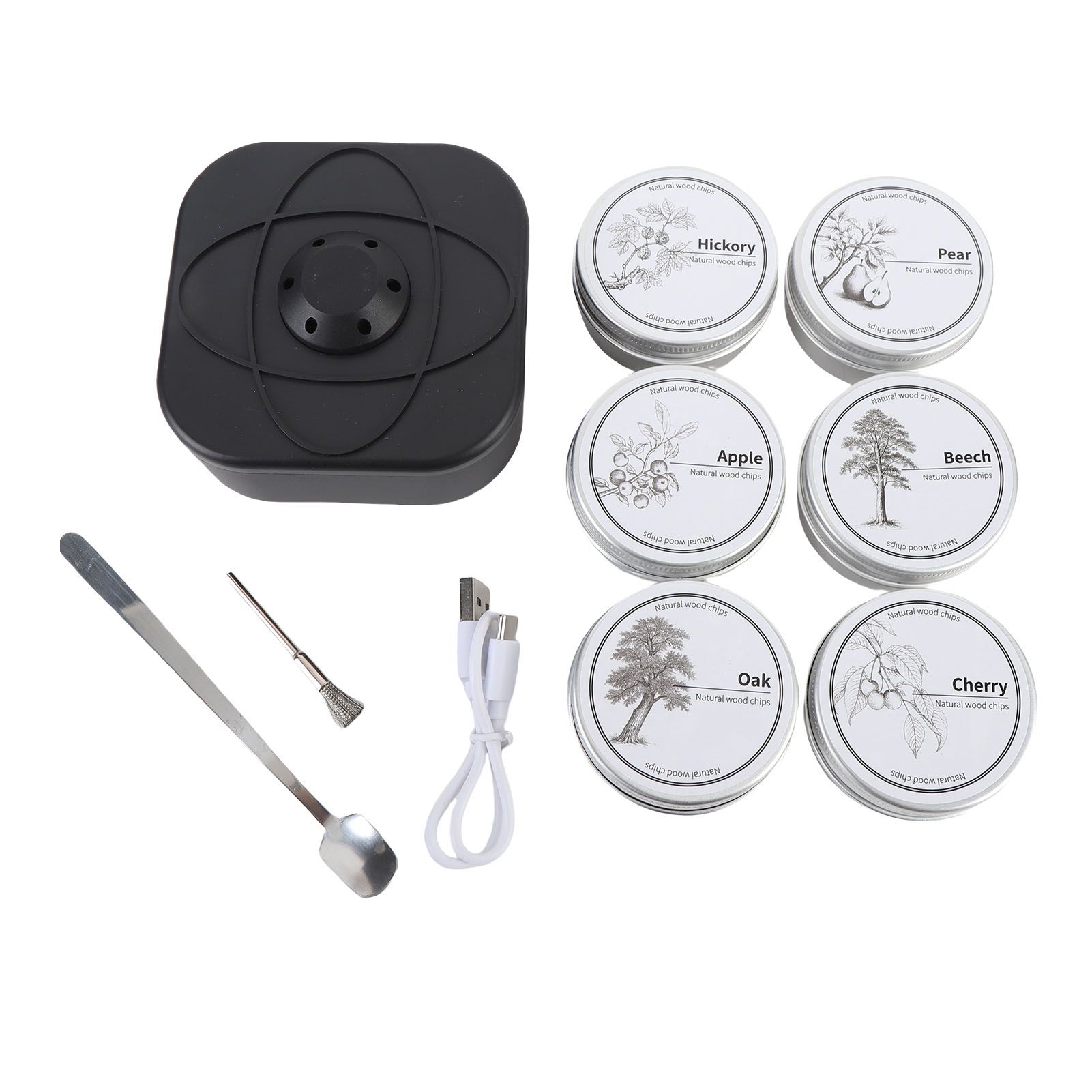 Electric Whiskey Smoker Kit with 6 Wood Chips Rechargeable Cocktail Smoker view 3