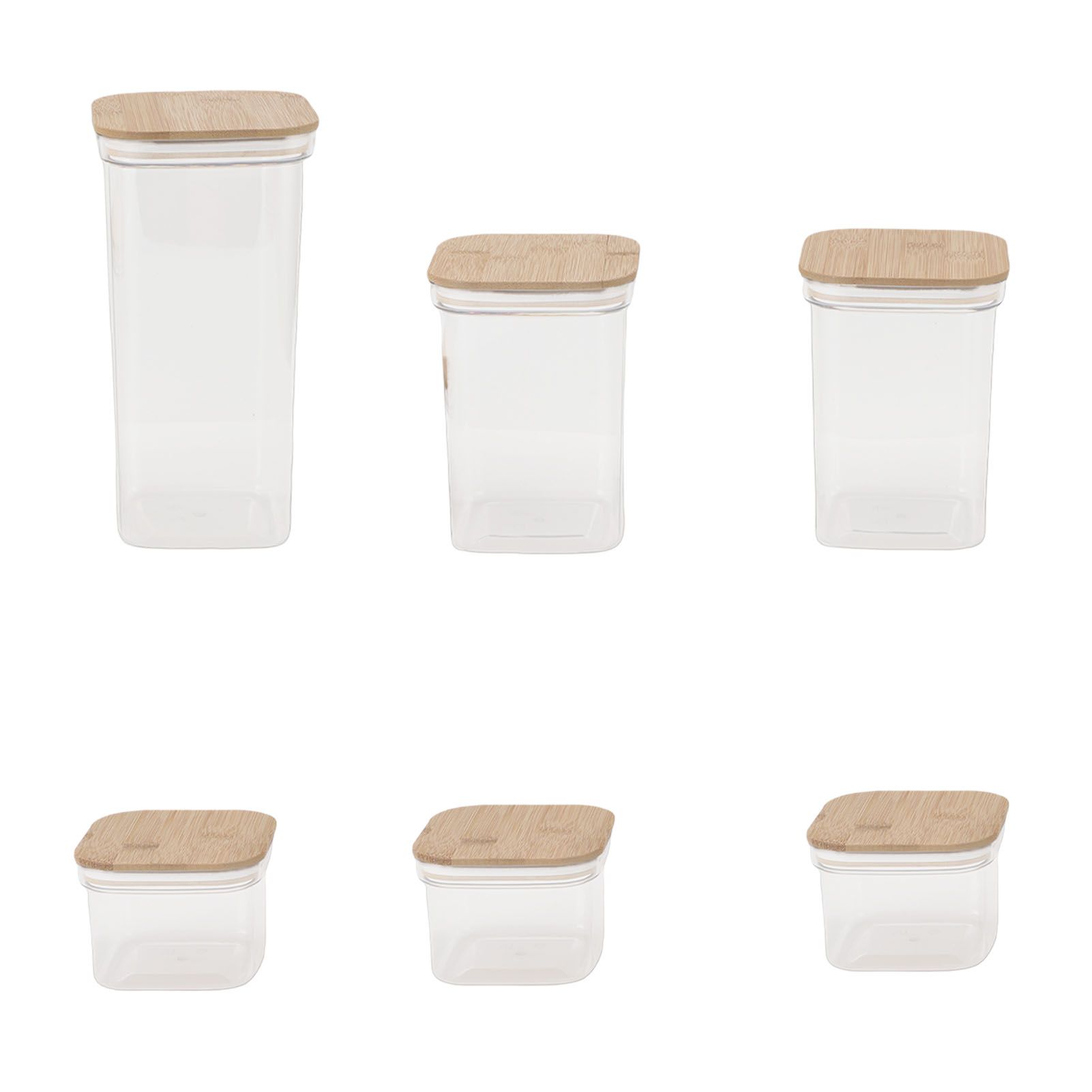 Food Storage Jars Plastic Airtight Containers with Bambusoideae Lids Kitchen view 3
