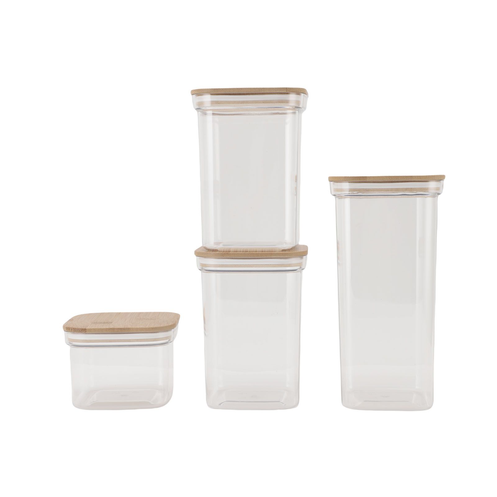 Food Storage Jars Plastic Airtight Containers with Bambusoideae Lids Kitchen view 10