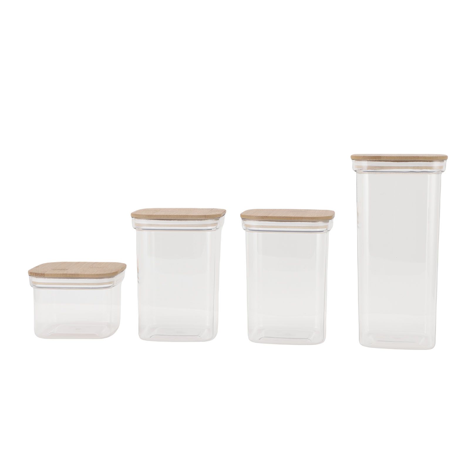 Food Storage Jars Plastic Airtight Containers with Bambusoideae Lids Kitchen view 11