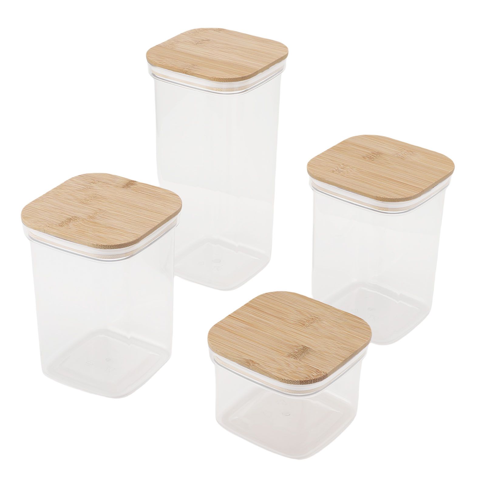 Food Storage Jars Plastic Airtight Containers with Bambusoideae Lids Kitchen view 12