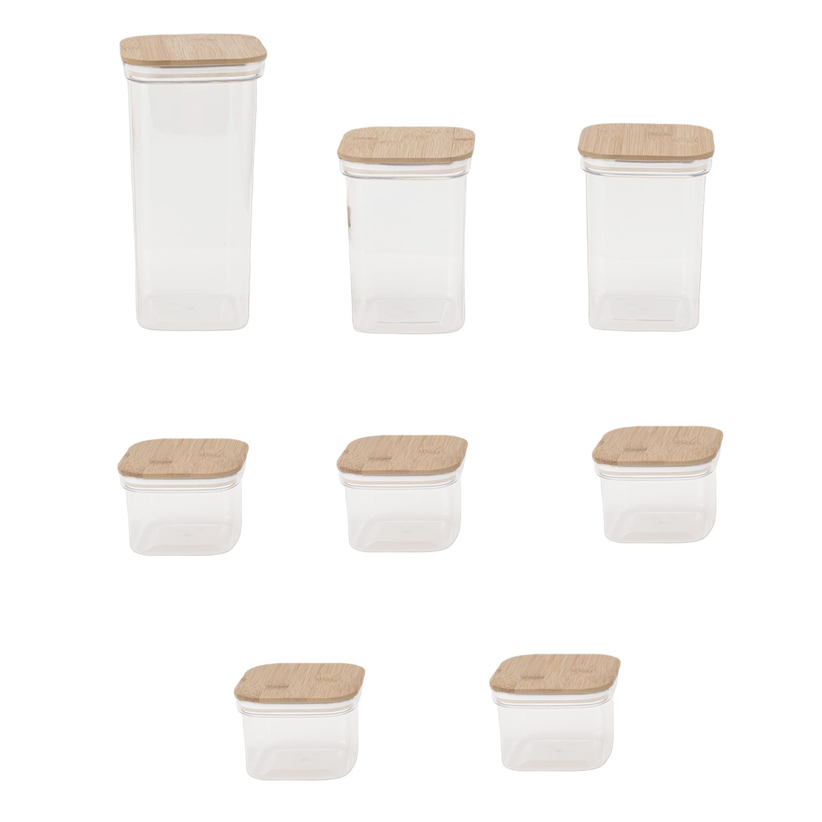 Food Storage Jars Plastic Airtight Containers with Bambusoideae Lids Kitchen view 3