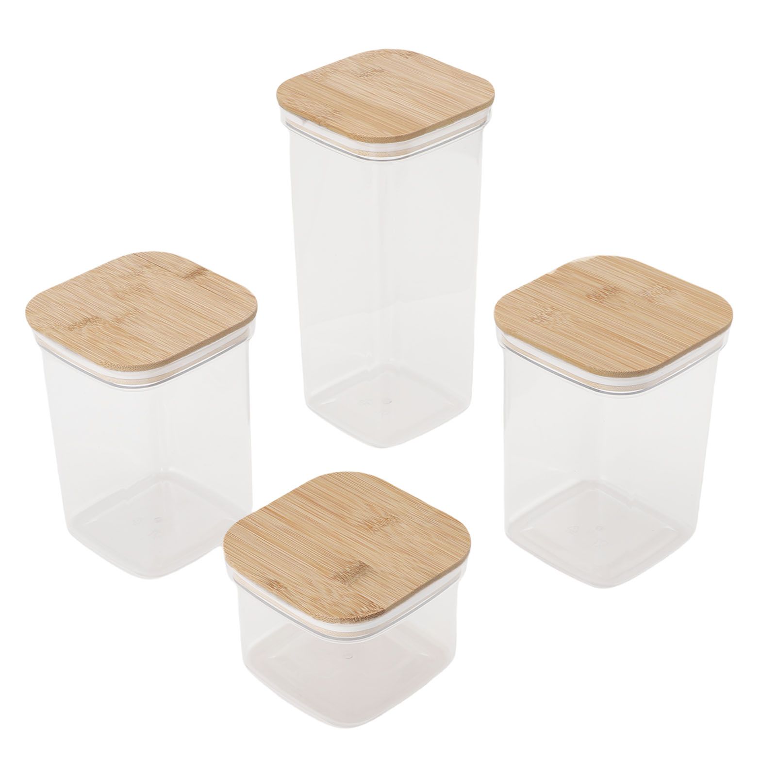 Food Storage Jars Plastic Airtight Containers with Bambusoideae Lids Kitchen view 4
