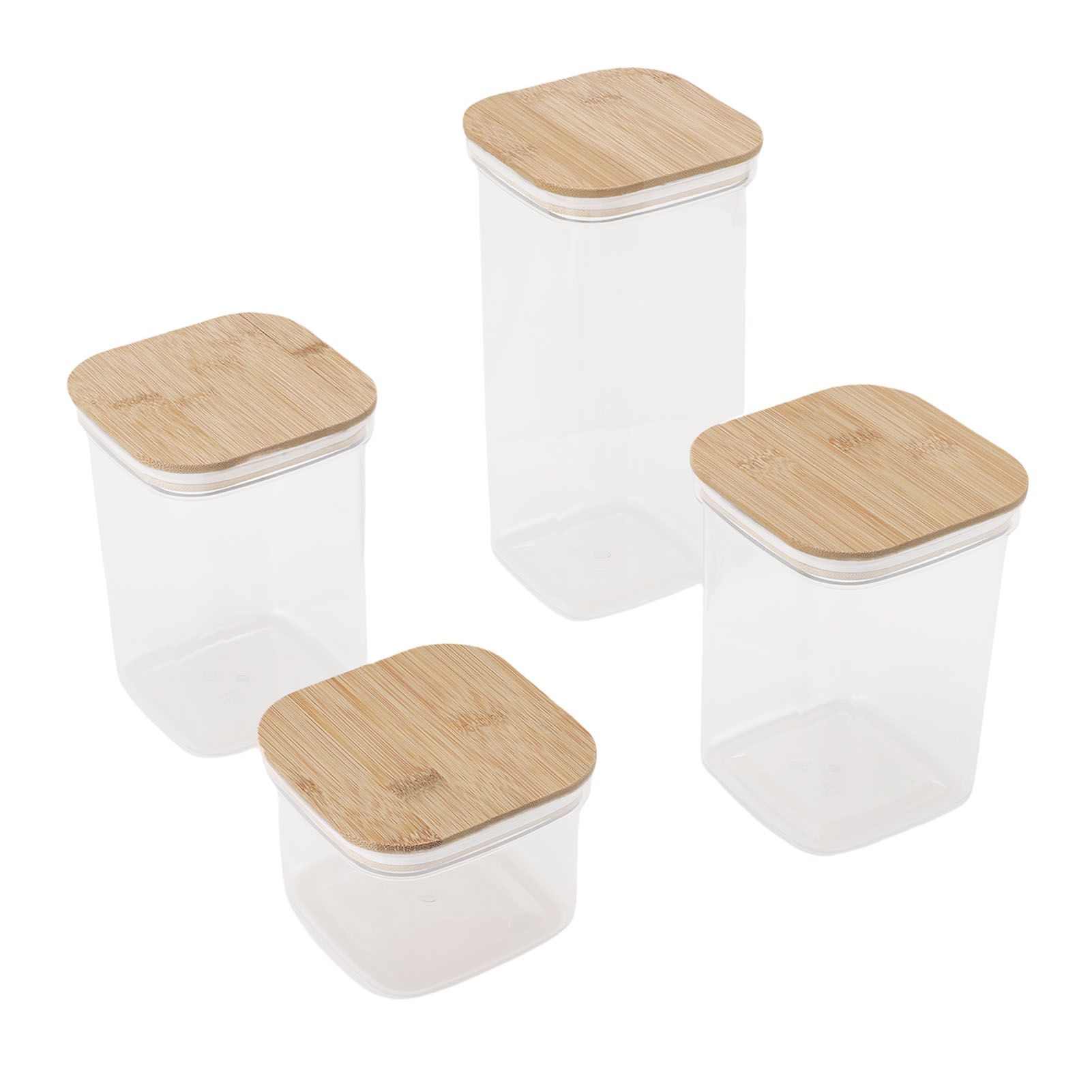 Food Storage Jars Plastic Airtight Containers with Bambusoideae Lids Kitchen view 6