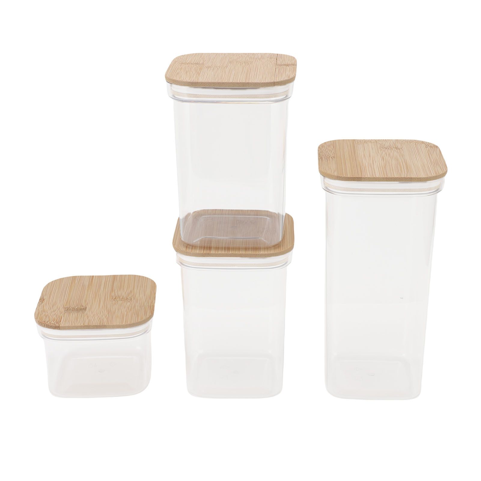 Food Storage Jars Plastic Airtight Containers with Bambusoideae Lids Kitchen view 8