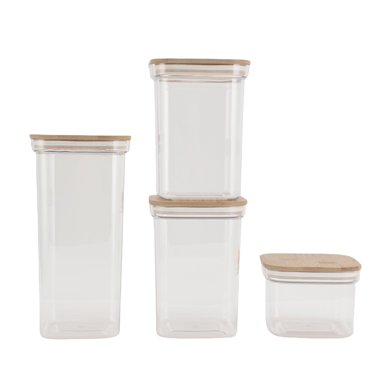Food Storage Jars Plastic Airtight Containers with Bambusoideae Lids Kitchen view 9