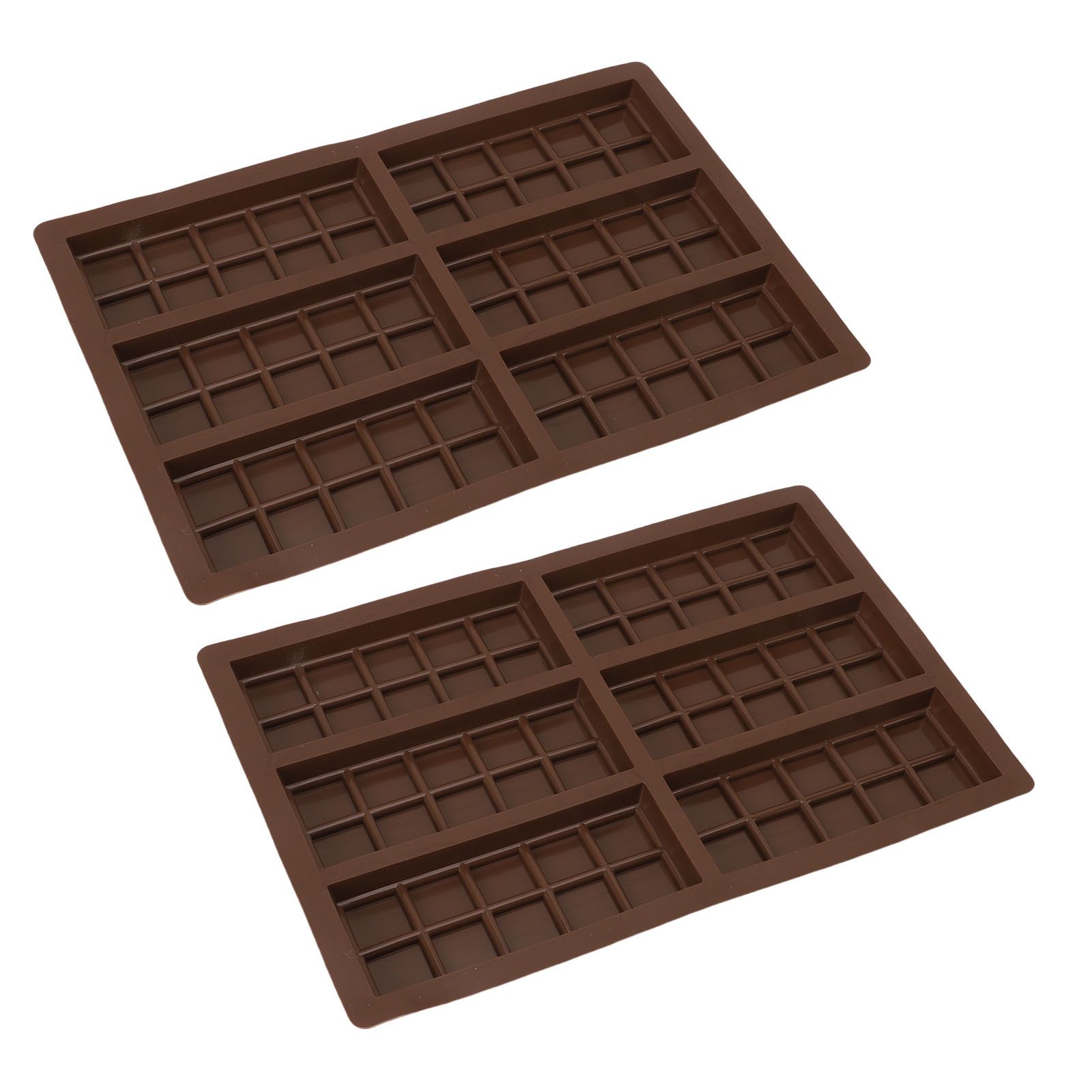 2PCS Chocolate Bar Mold Soft Silicone Reusable Rectangle Grid Chocolate Baking — image 1