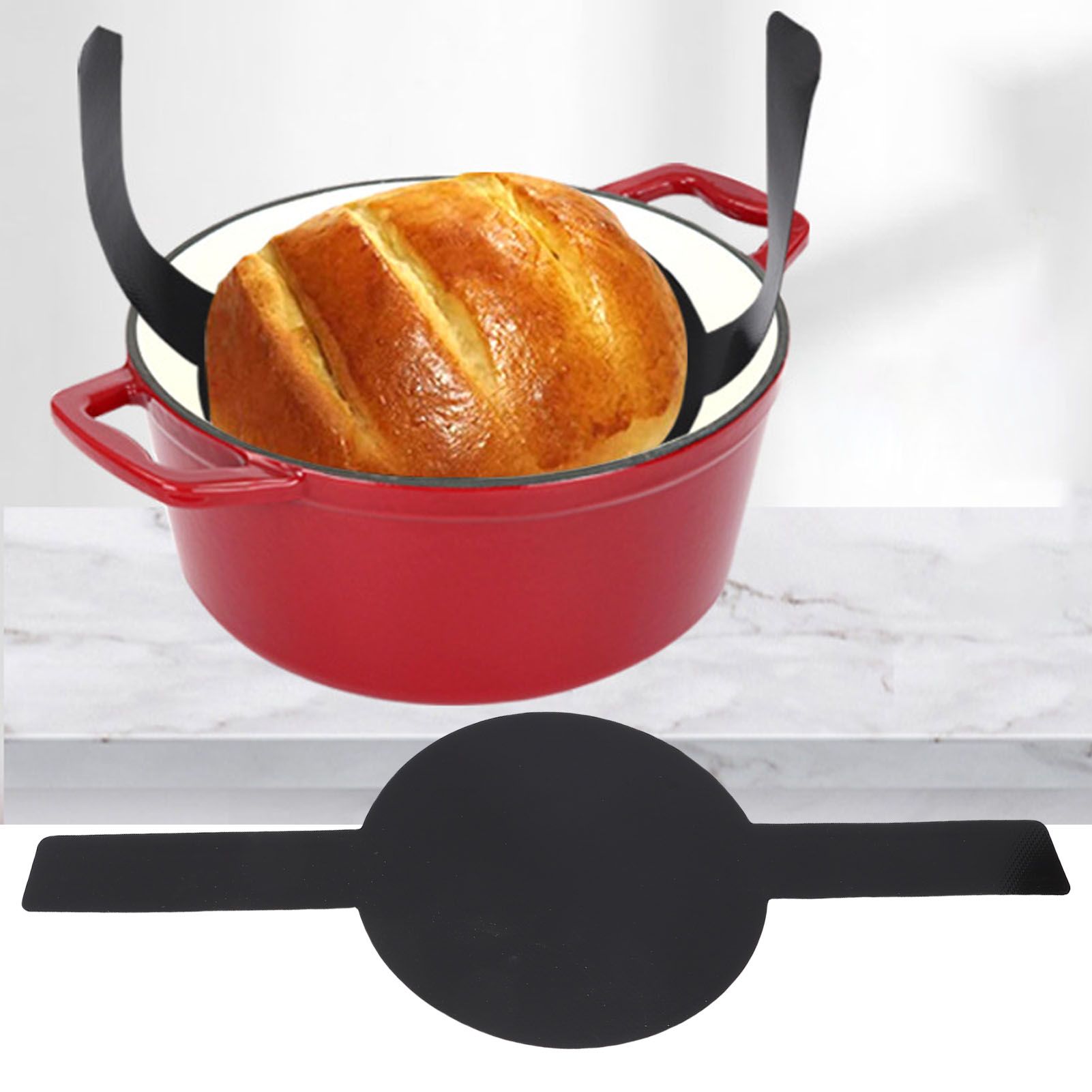 Dutch Oven Mat Black Oil Proof Anti Stick Silicone Bread Sling with Long view 11